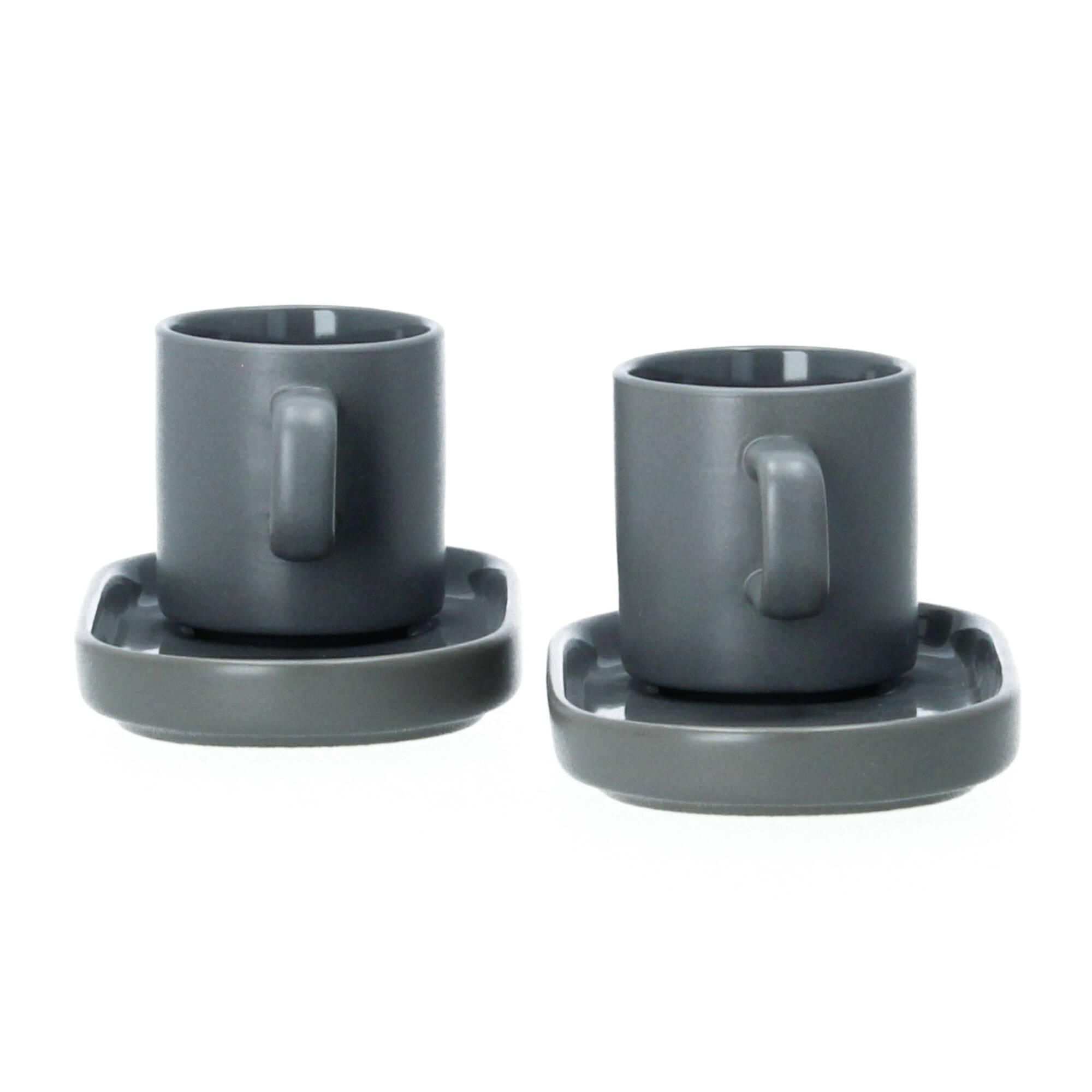 blomus Pilar 2 Espressotassen mit Ablage Set pewter zinngrau