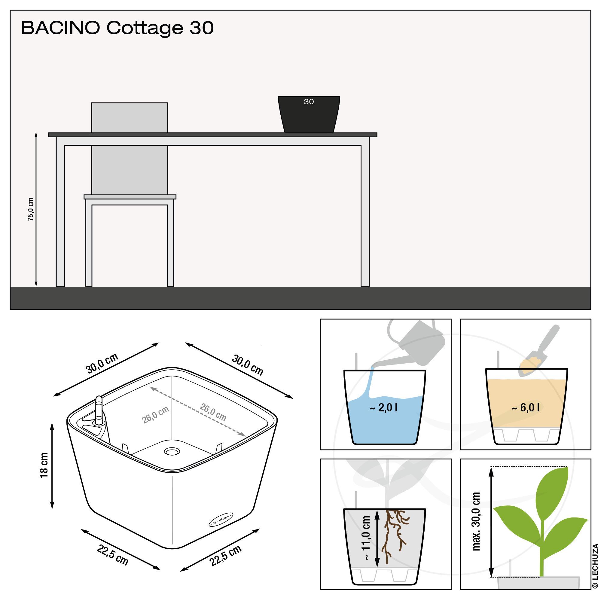 Lechuza Pflanzschale Bacino Cottage weiß