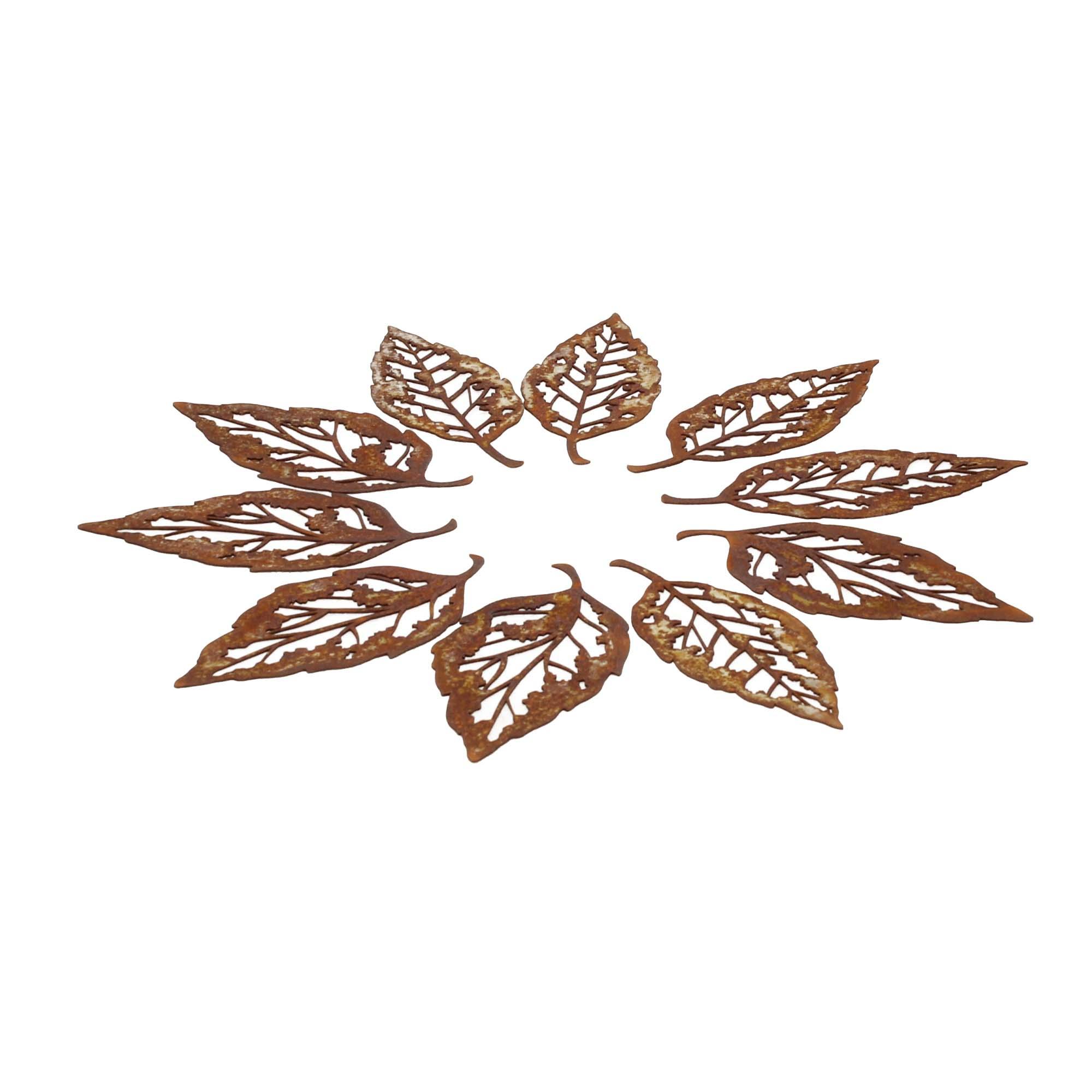 Saremo Gartendeko Edelrost Blattsklett klein 13cm, 10er-Set