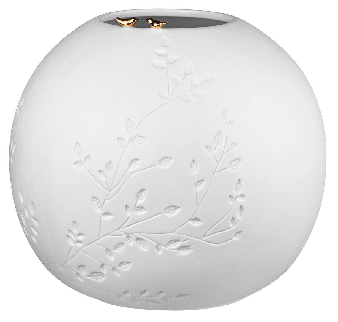 räder Zuhause Porzellangeschichten Vase Ast Vogel gold H 22 cm D 25 cm