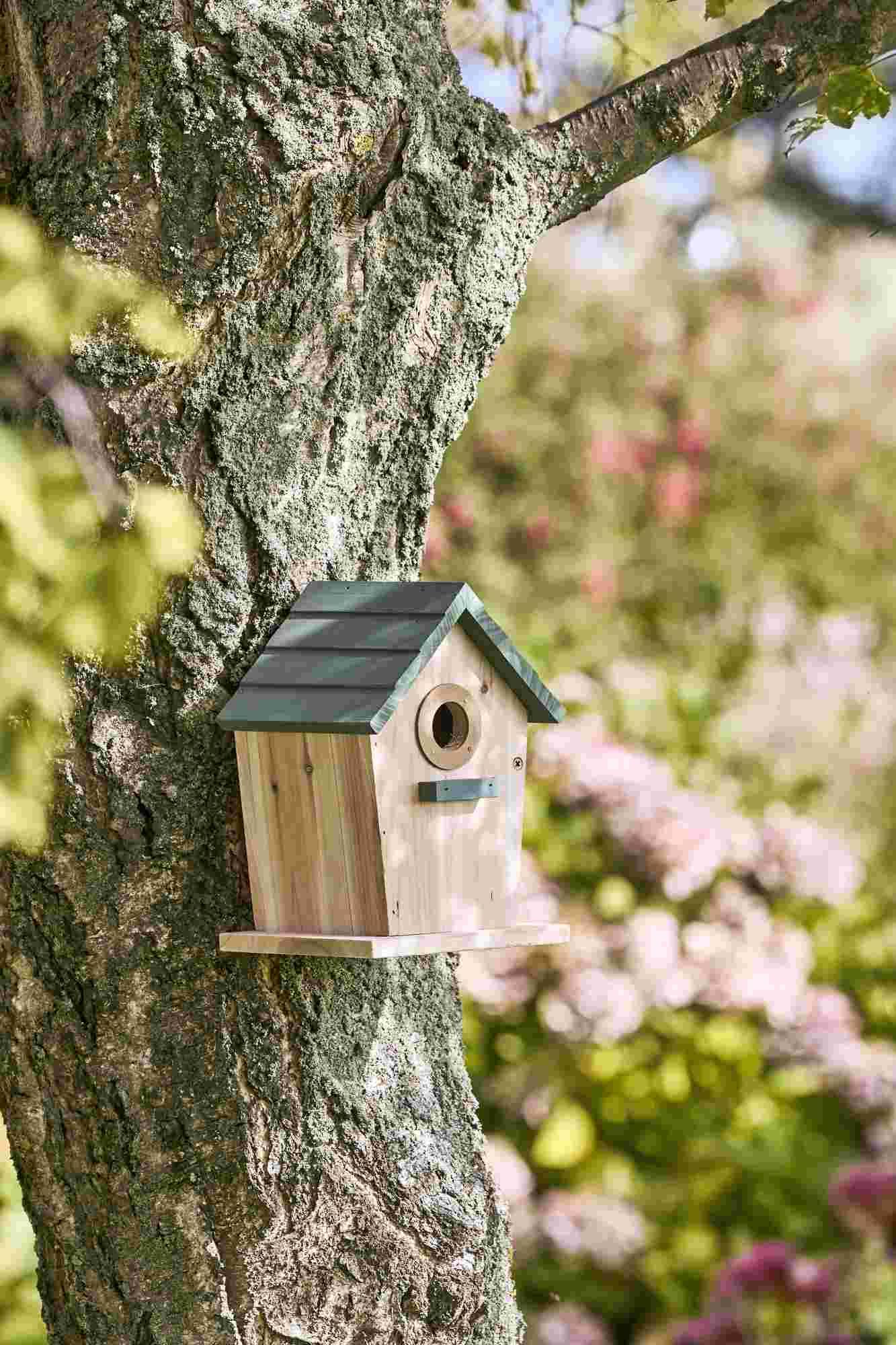 IB Laursen Nistkasten Vogelhaus Naturf. staubig grünes Dach 