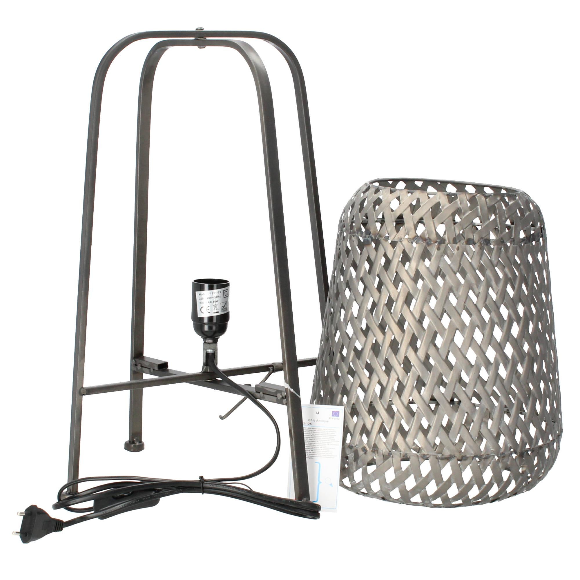 Chic Antique Lampe mit Flechtmuster 44,5 cm antique kohle