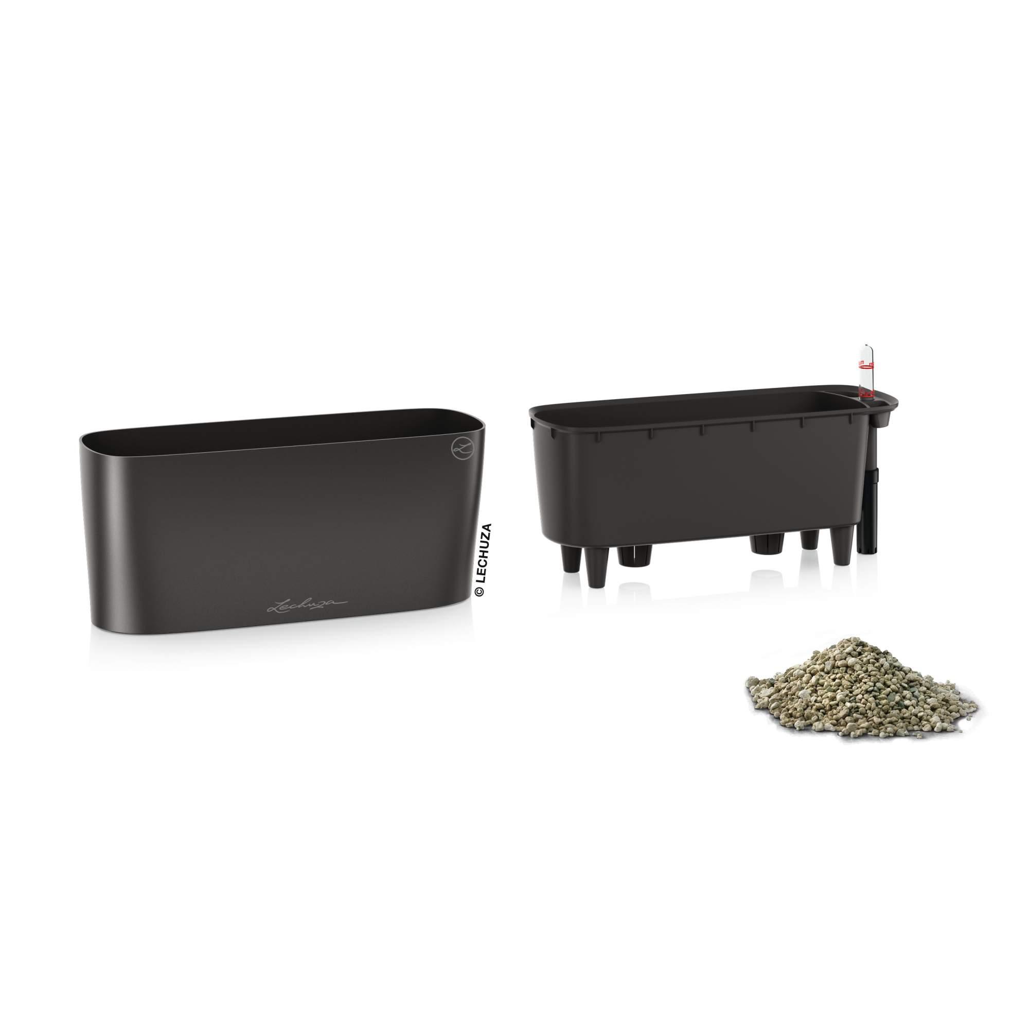Lechuza Blumentopf rechteckig Delta 10 anthrazit metallic
