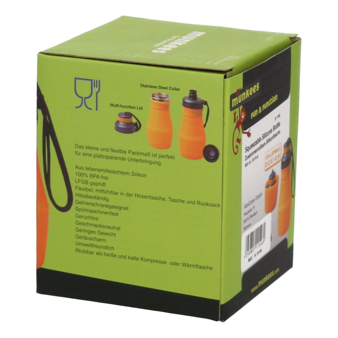 Munkees Zusammenrollbare Squees Silikonflasche , 600ml, 1546 Munkees Zusammenrollbare Squees Silikonflasche , 600ml, 1546