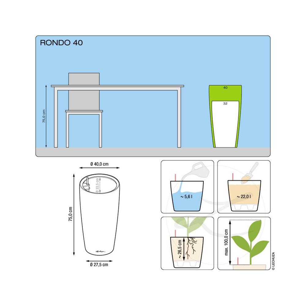 Lechuza Pflanzkübel hoch Rondo 40 anthrazit Wasserspeicher Lechuza Pflanzkübel hoch Rondo 40 anthrazit Wasserspeicher