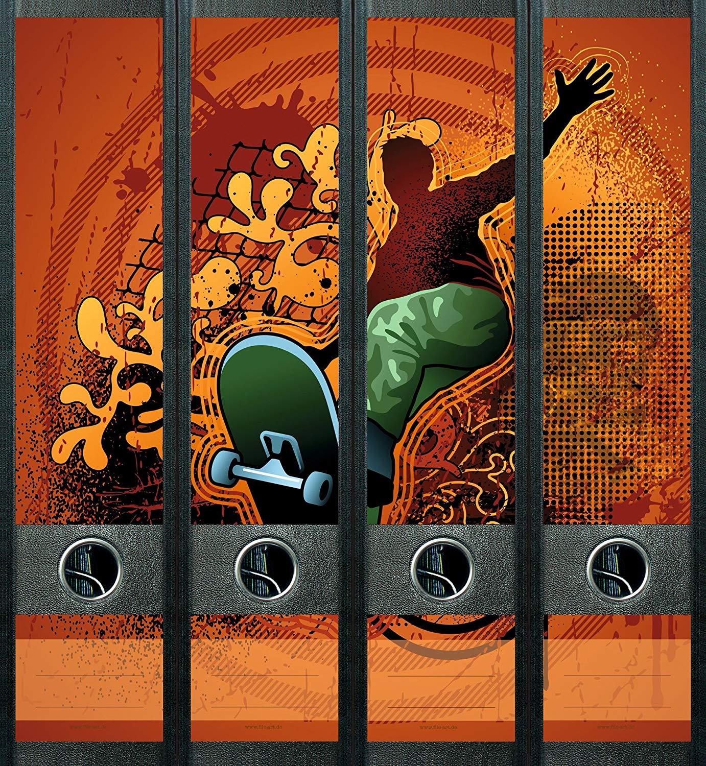 File Art Design Ordnerrücken Etiketten Skateboard, AJ453 File Art Design Ordnerrücken Etiketten Skateboard, AJ453