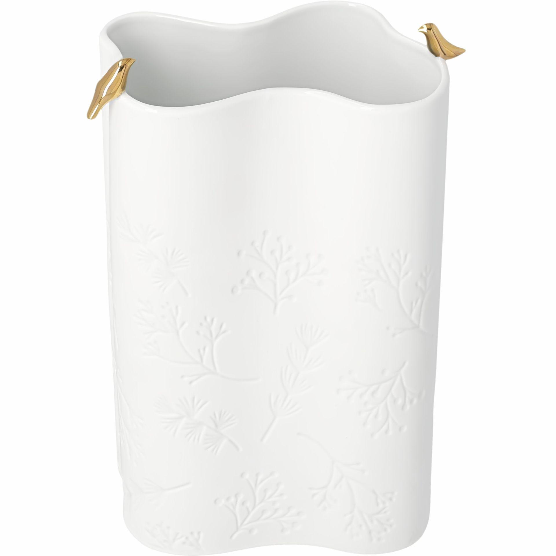 räder Vase Winterzauber Goldvogel Porzellan weiß 0093073