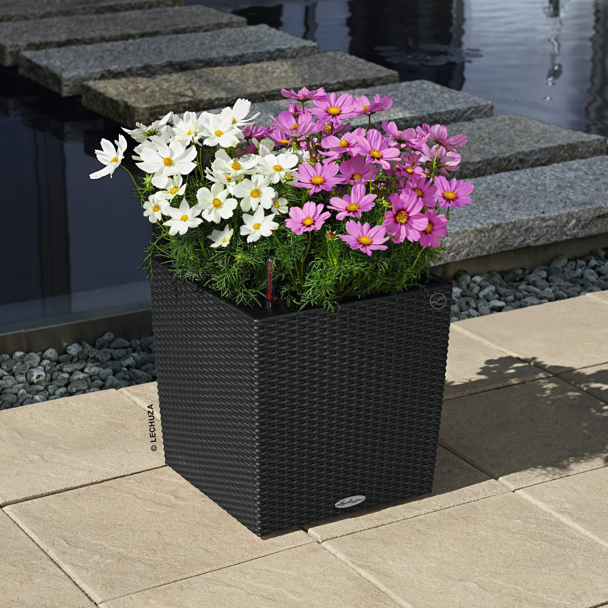 Lechuza Blumentopf groß Cube Cottage 40 granit grau