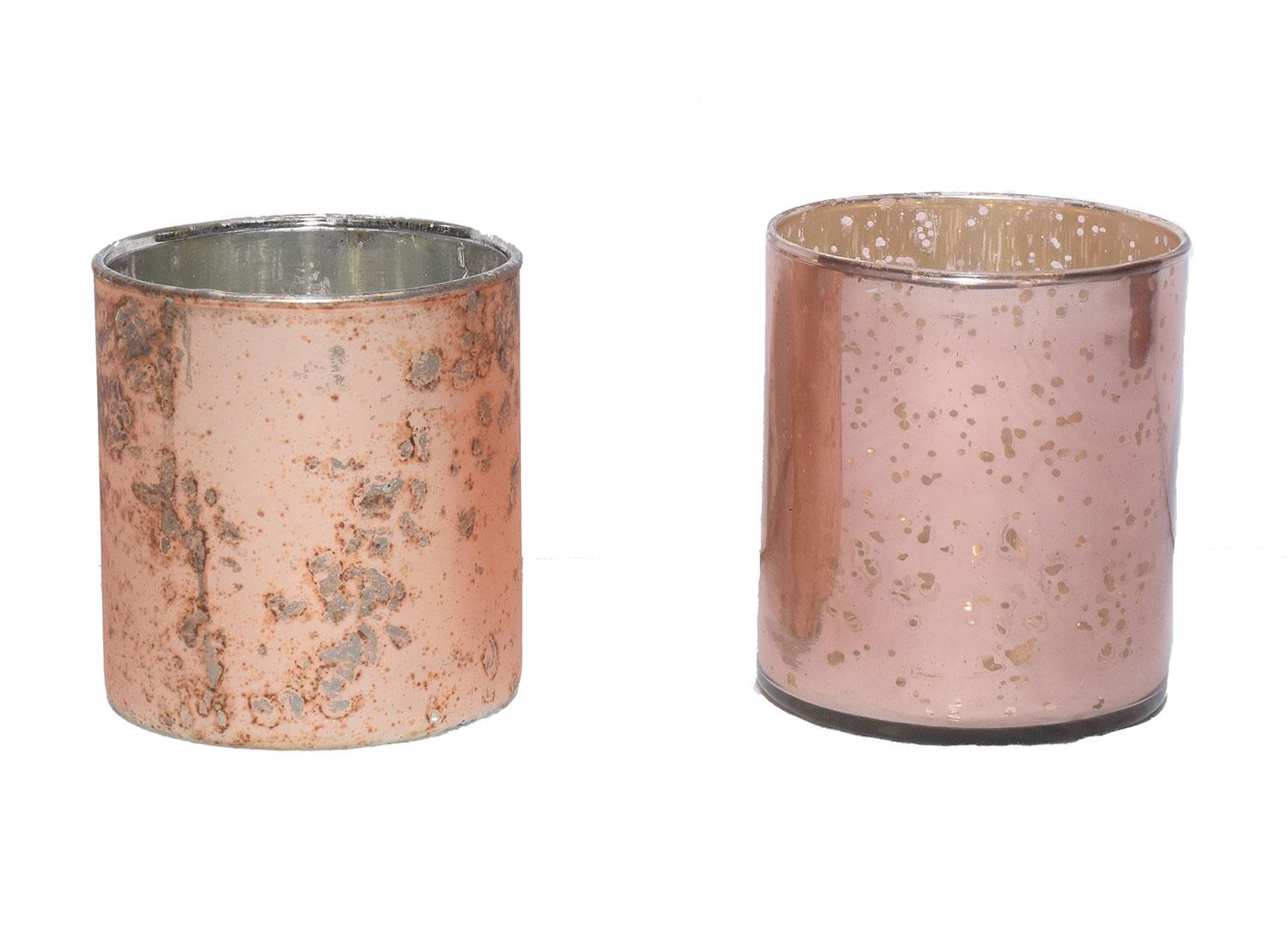 Dijk Natural Collection Windlicht Kerzenhalter Glas 10x10x12 cm 2er Set antik pink