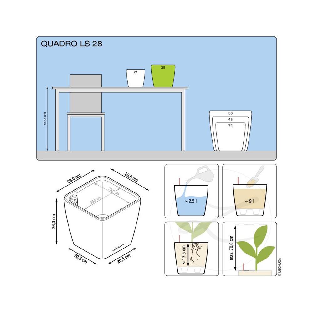 Lechuza Blumentopf groß Quadro LS 28 anthrazit metallic Lechuza Blumentopf groß Quadro LS 28 anthrazit metallic