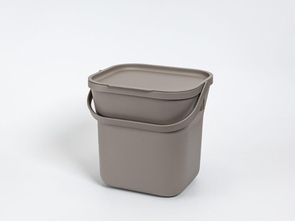 Plastia Biomüll Behälter 6L mit Einsatz Taupe Braun Kaffeesatz