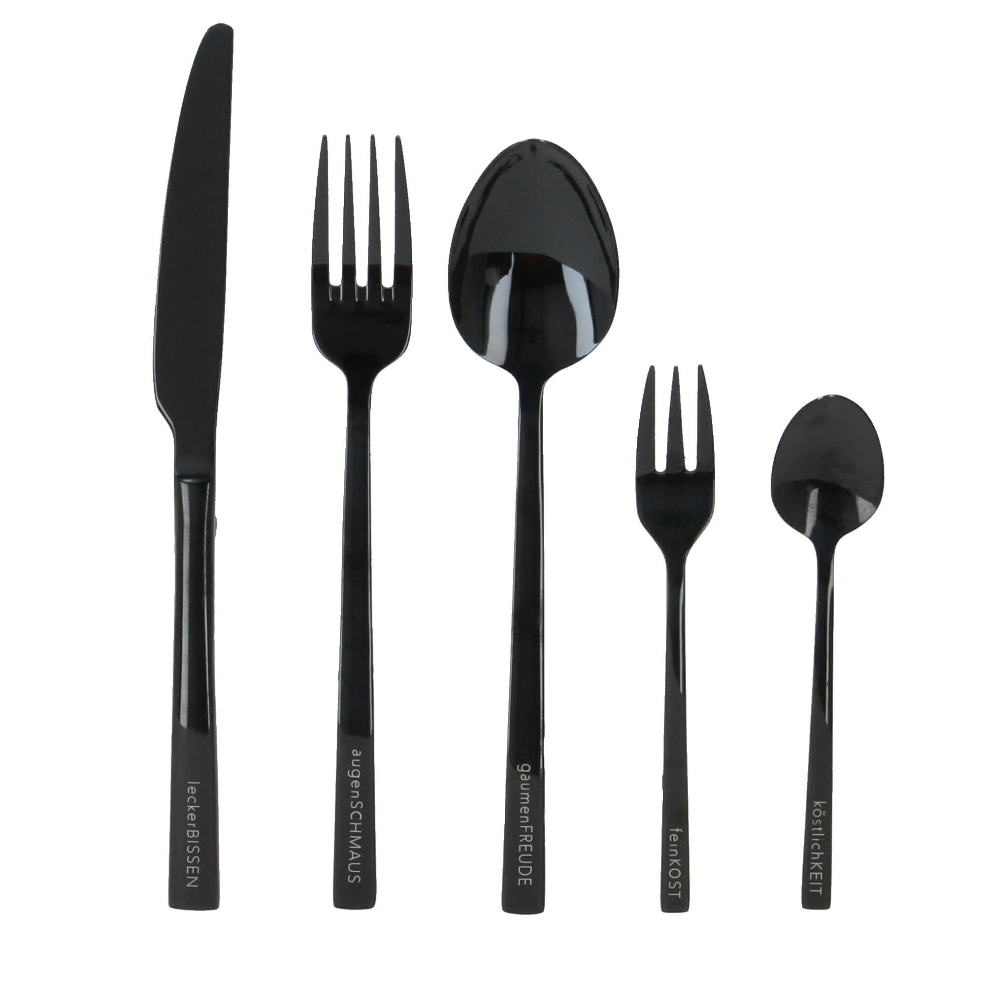 räder Dining Besteckset 5-teilig graviert schwarz räder Dining Besteckset 5-teilig graviert schwarz