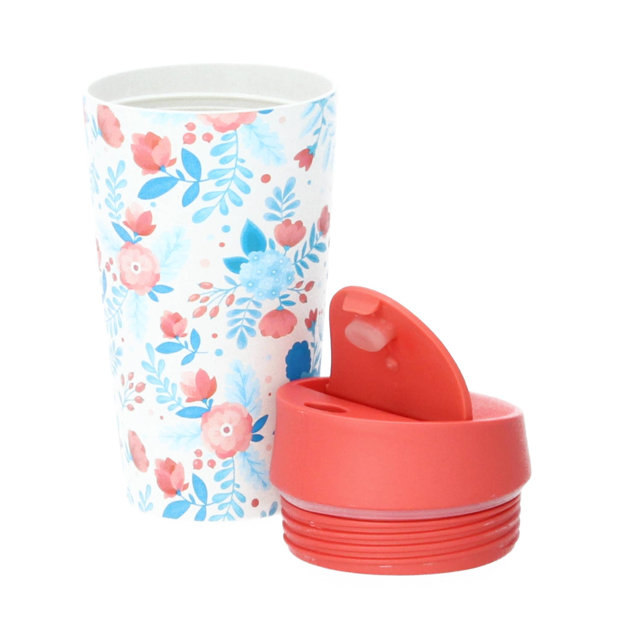 chic.mic Thermobecher Bioloco plant deluxe cup 420 ml red and blue flowers chic.mic Thermobecher Bioloco plant deluxe cup 420 ml red and blue flowers