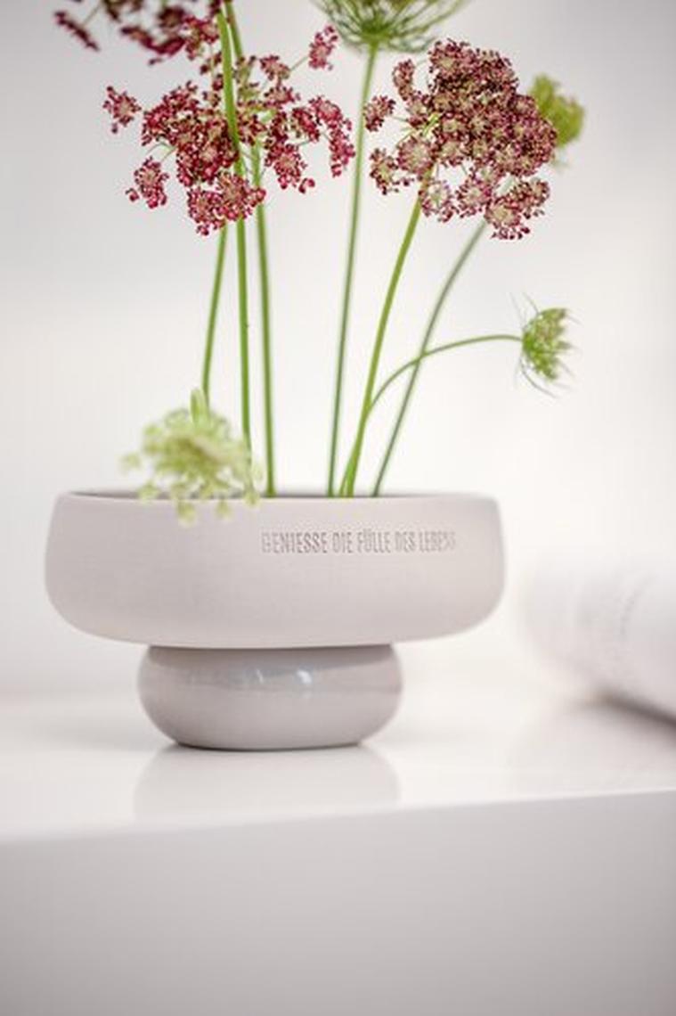 räder Vase Schale genieße die Fülle des Lebens Porzellan grau 0018715