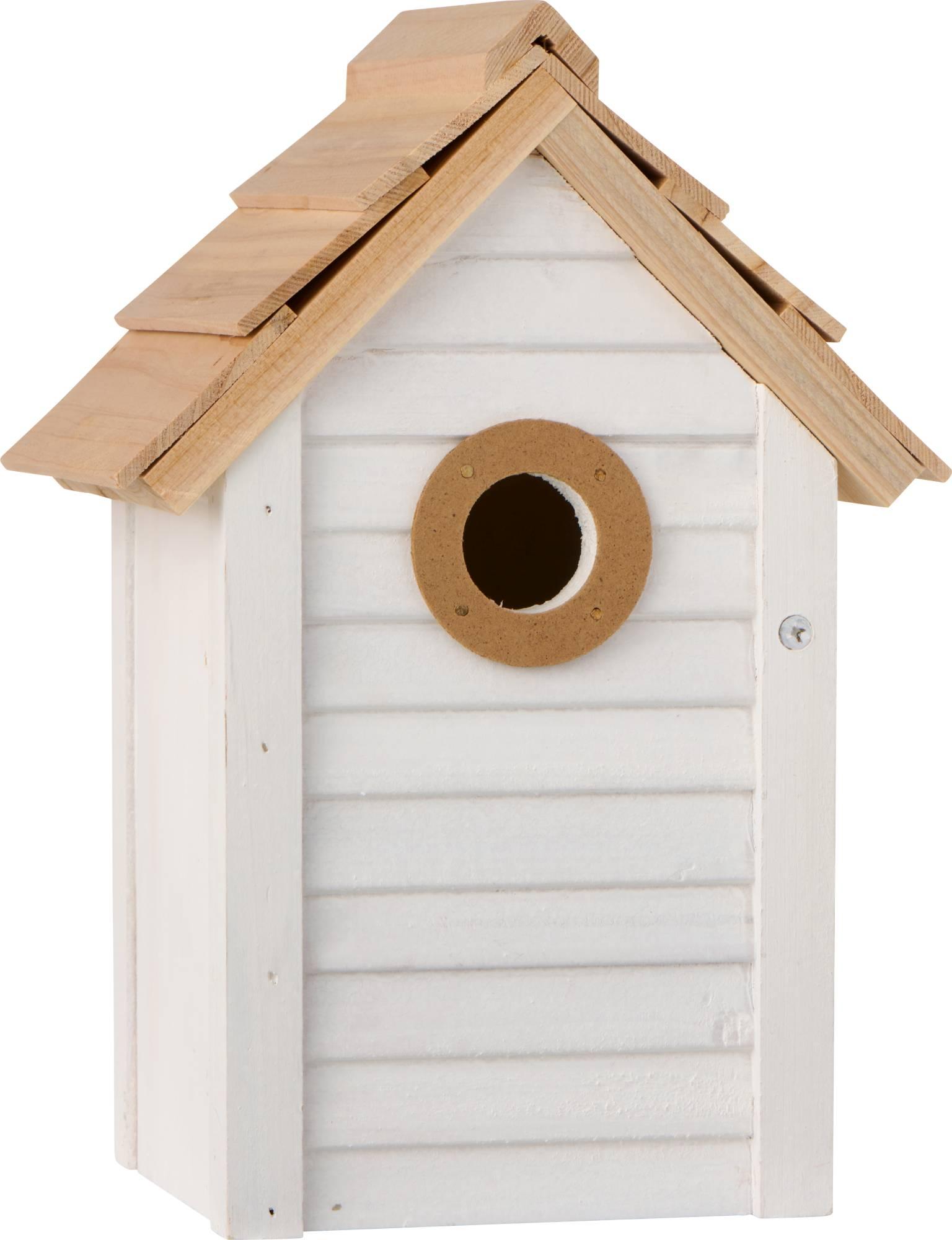 IB Laursen Nistkasten Vogelhaus weiß - naturf. Dach Loch 32mm