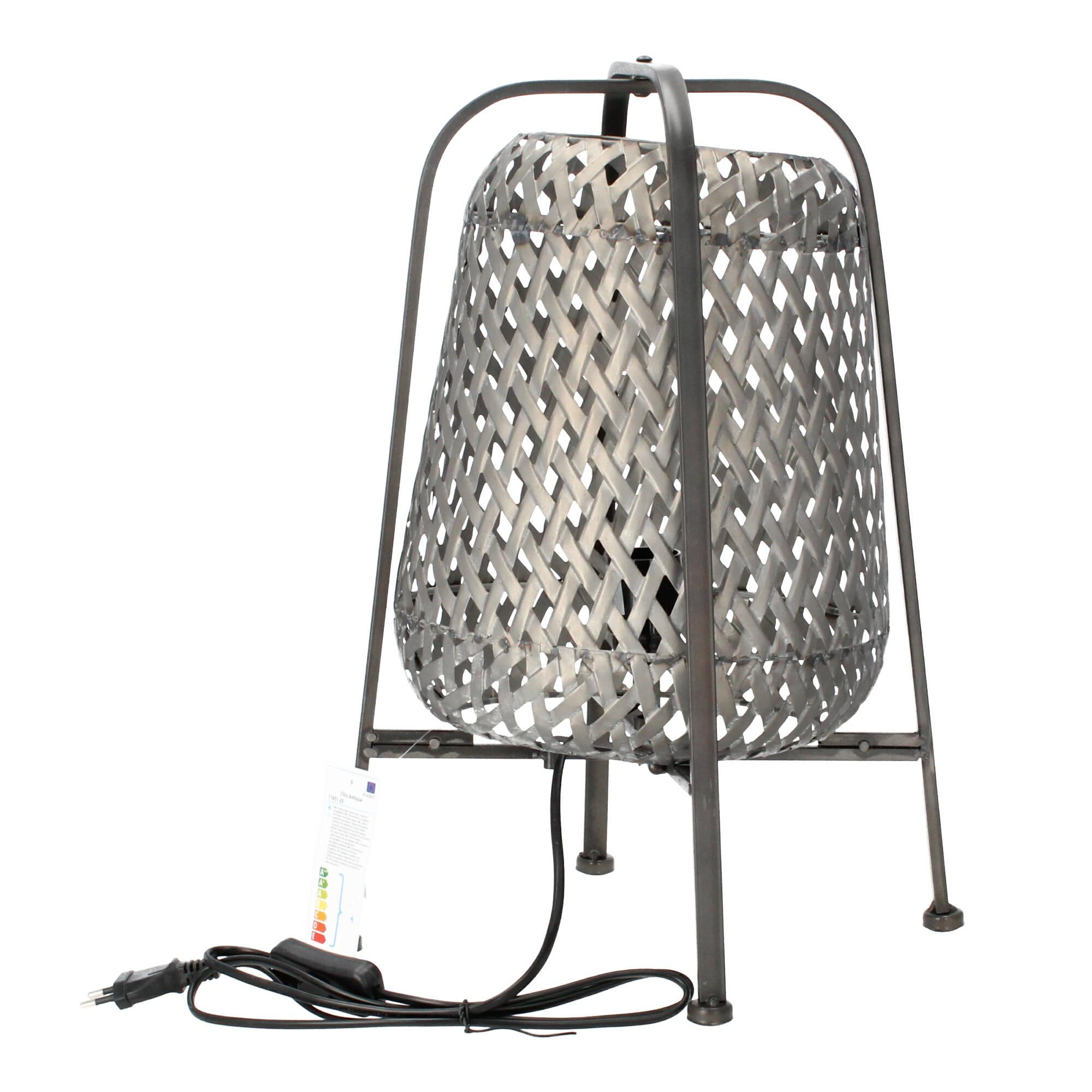 Chic Antique Lampe mit Flechtmuster 44,5 cm antique kohle