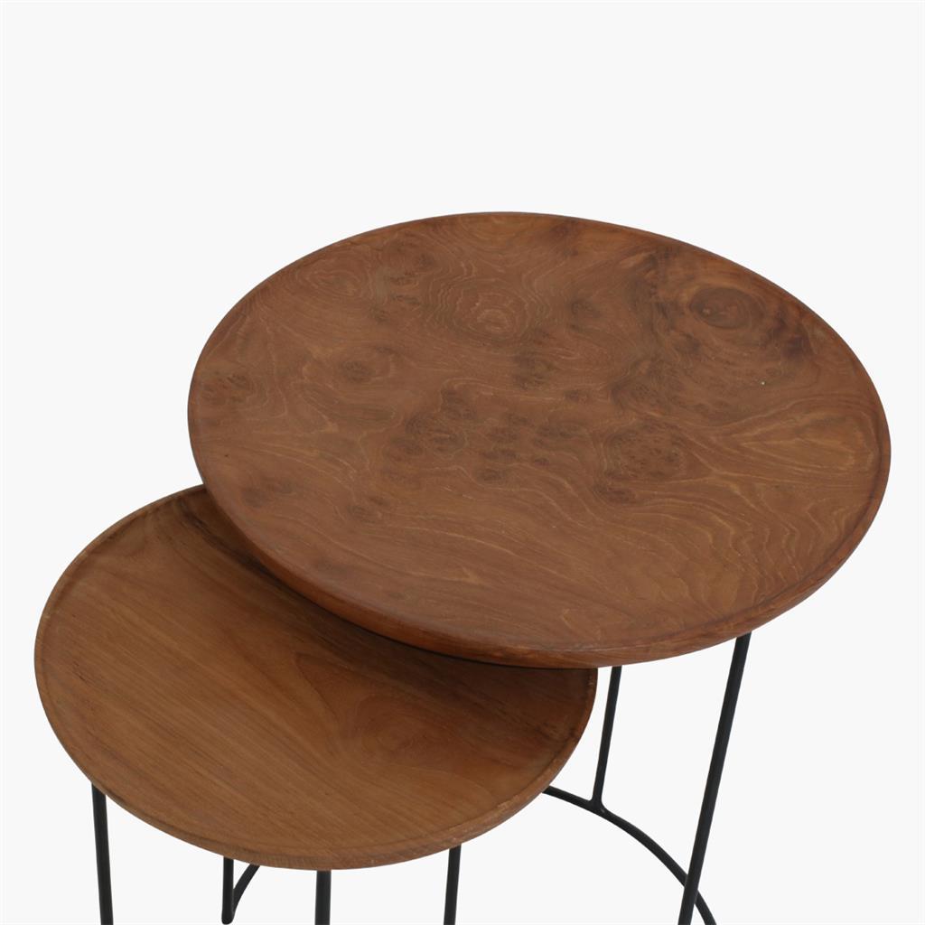 Raw Materials Beistelltisch Loft 2er Set Teakholzplatte