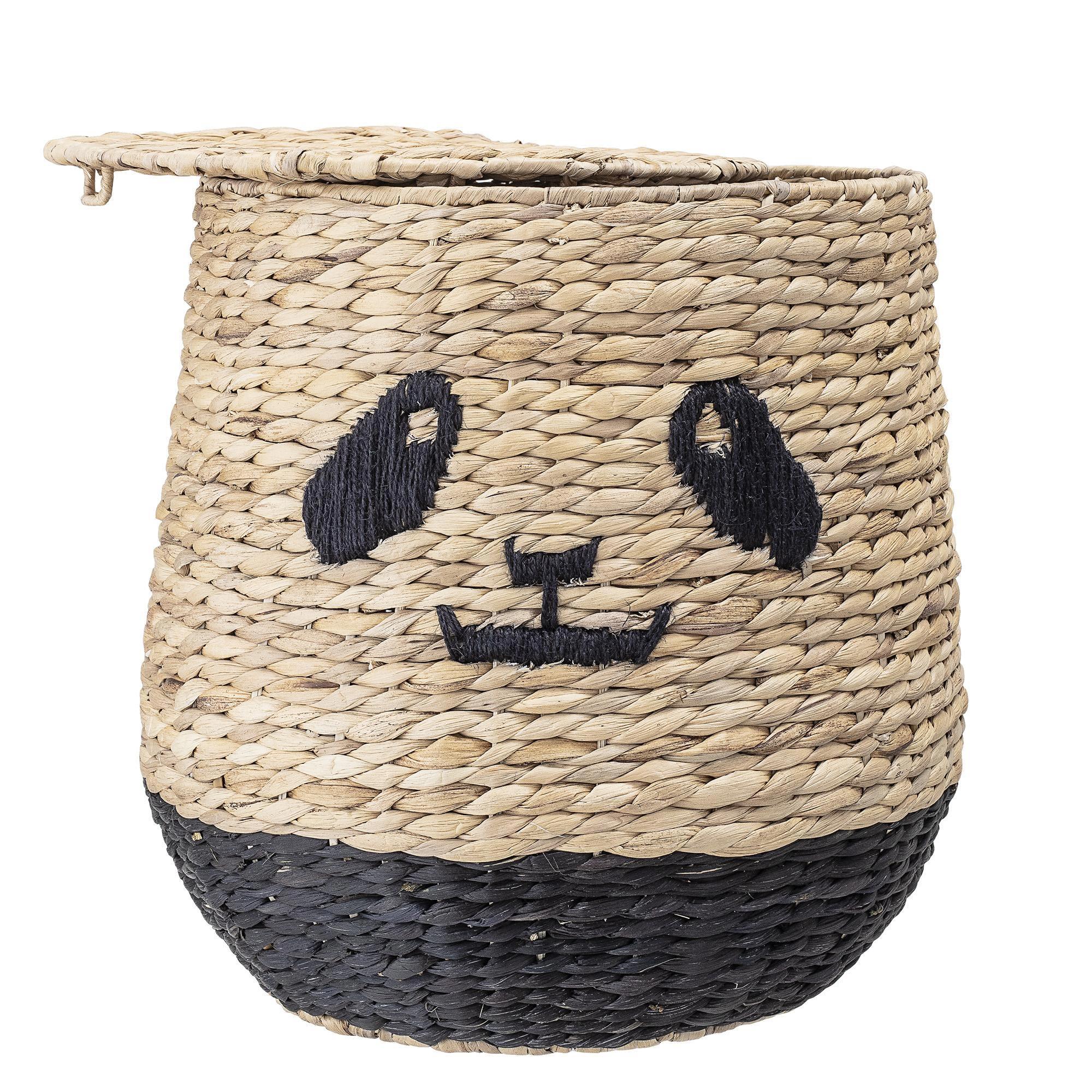 Bloomingville Aufbewahrungskorb Panda Korb mit Deckel Wasserhyazinthe