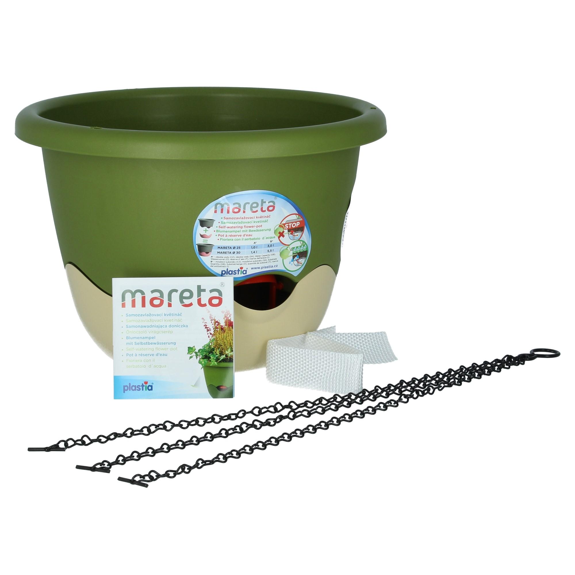 Plastia Blumenampel Mareta 30 Grün Elfenbein Wasserspeicher Plastia Blumenampel Mareta 30 Grün Elfenbein Wasserspeicher