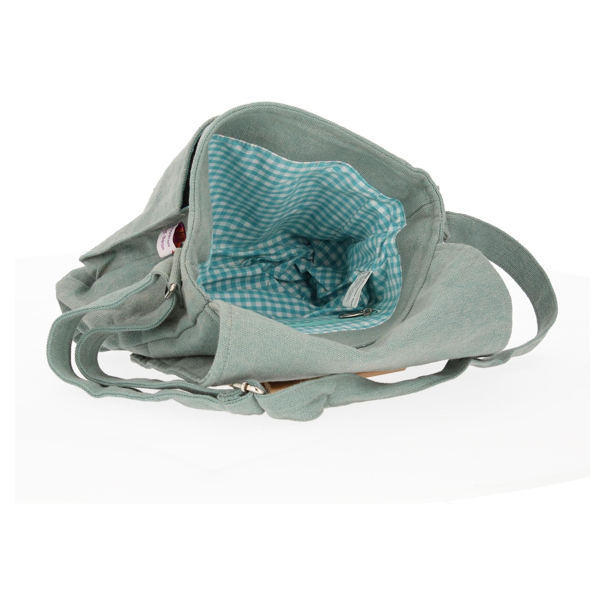 Wendekreis Umhängetasche Matroshka 30x23x8,6 cm Leinen türkis blau