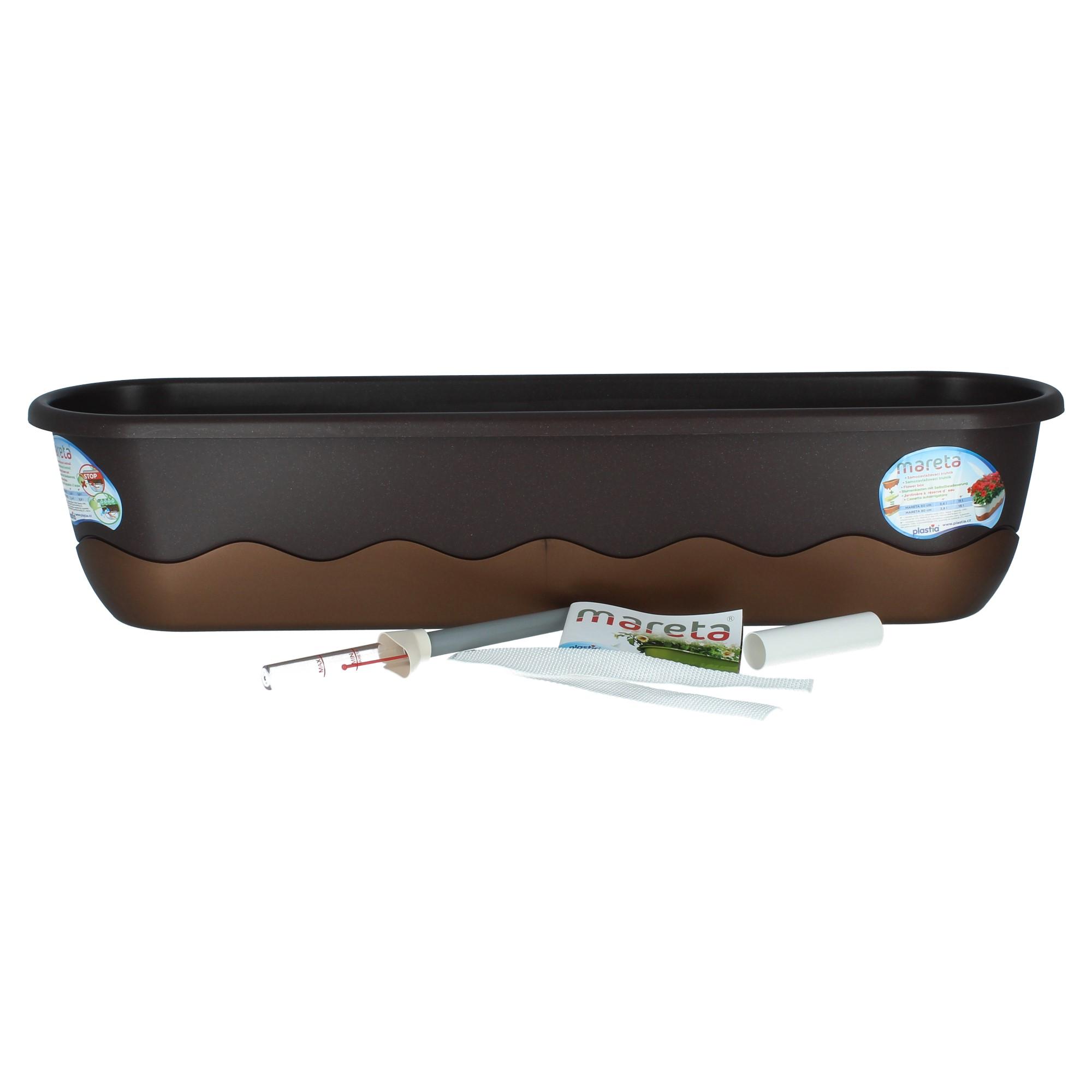 Plastia Blumenkasten Mareta 80 Braun Bronze Wasserspeicher