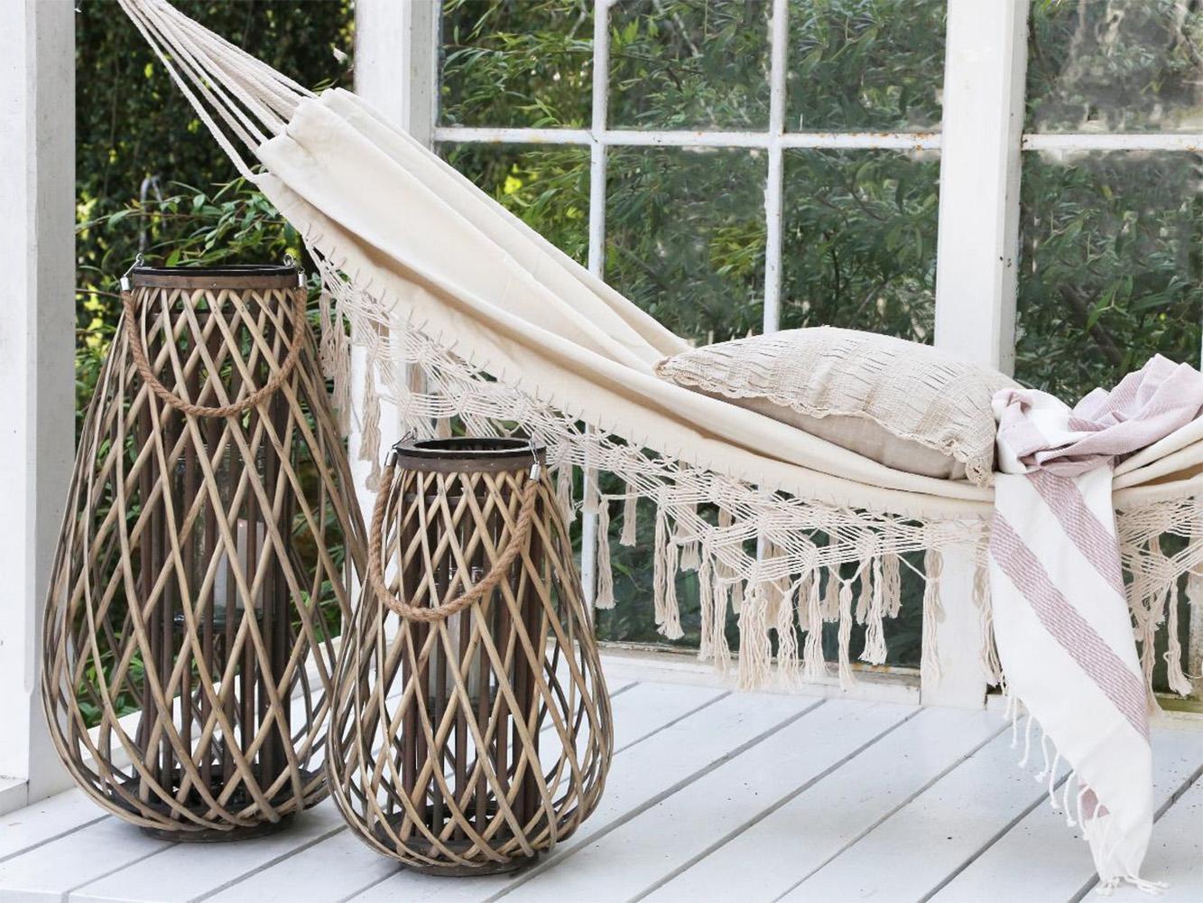 Chic Antique Hängematte mit Fransen 245x150 cm Baumwolle creme