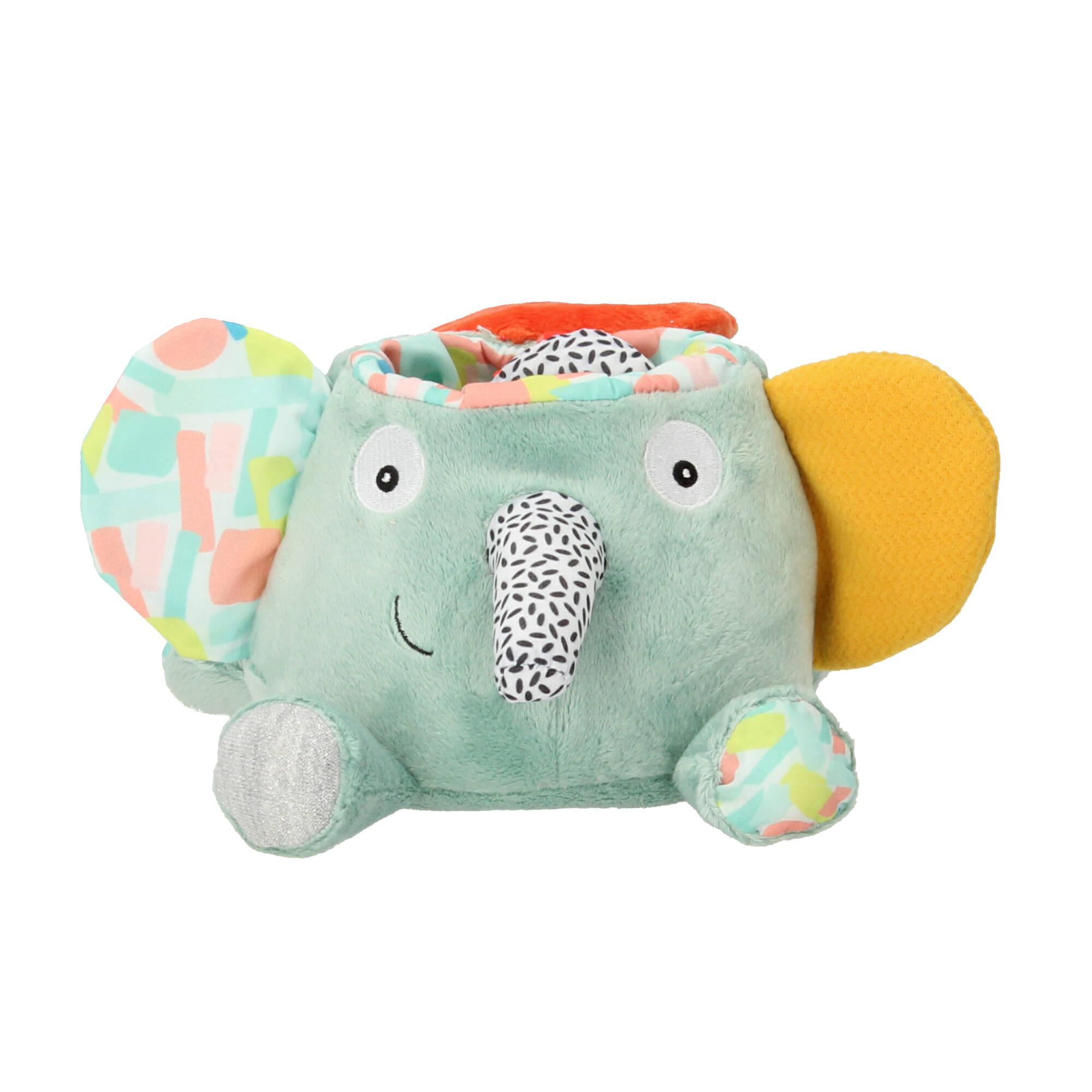 Ebulobo Activity Spielzeug Ziggy Elefant mit 3 Spielfiguren Giraffe Elefant Vogel 