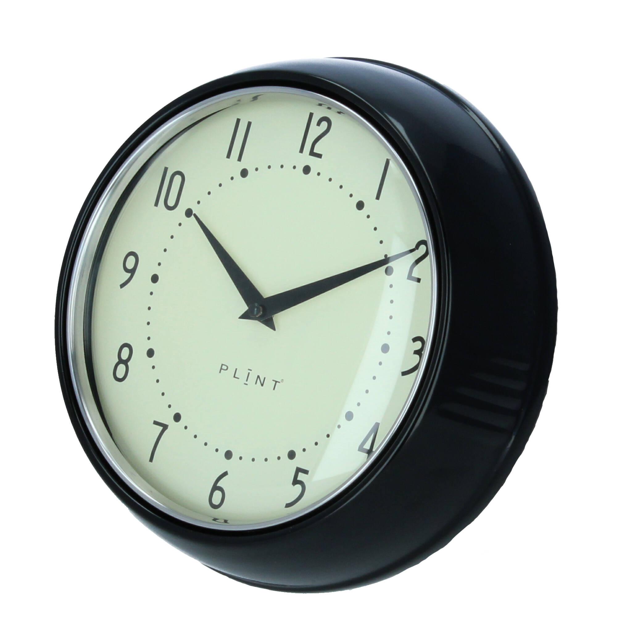 Plint Wanduhr Küchenuhr Retro black schwarz Uhr 