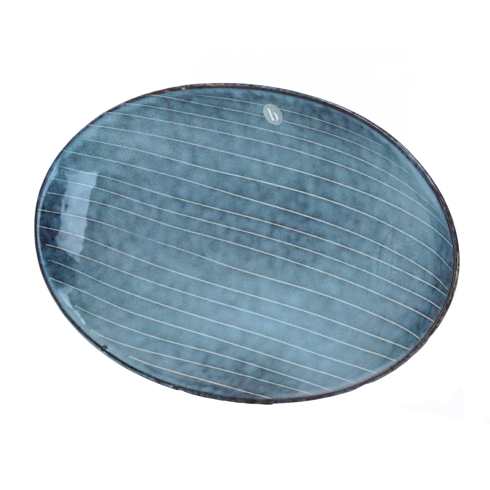 Broste Copenhagen Servierplatte Nordic Sea oval 22 cm blau