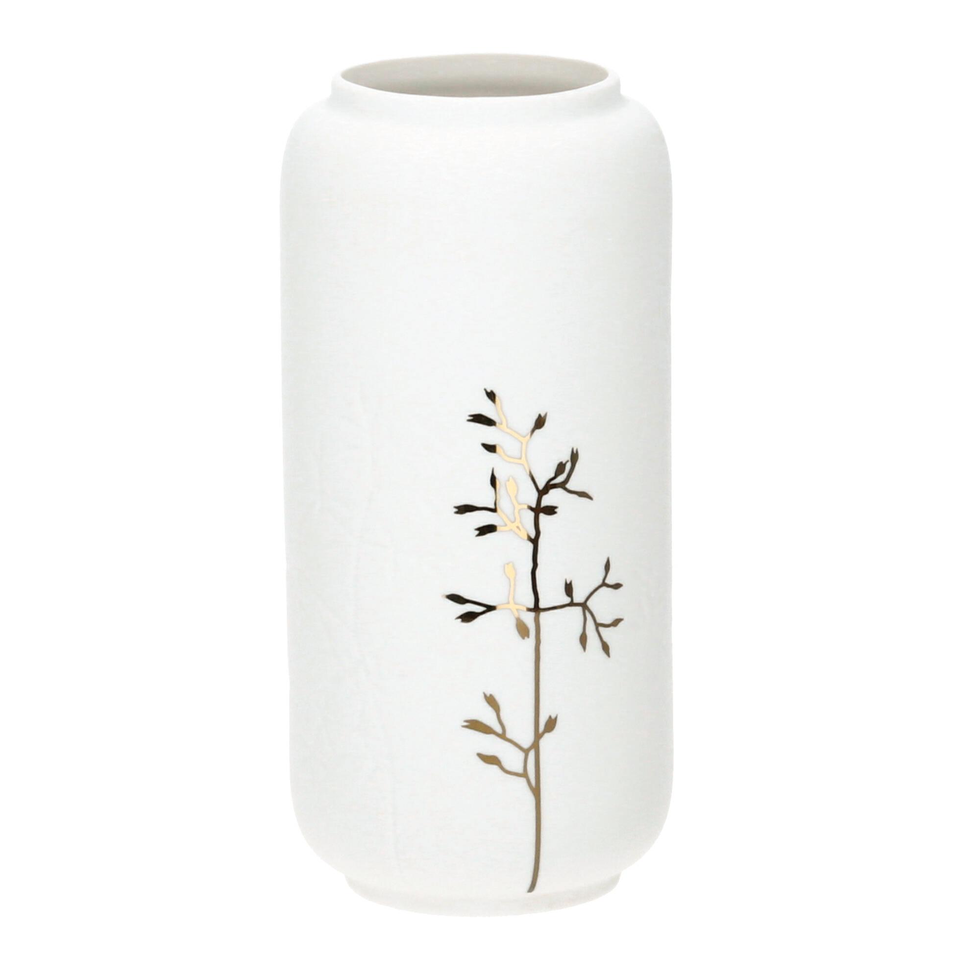 räder Living Vase Goldzweig 21,5 cm Porzellan weiß gold