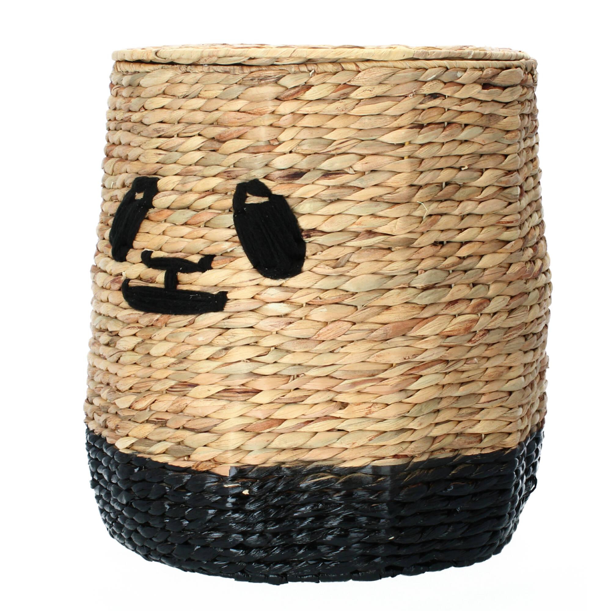 Bloomingville Aufbewahrungskorb Panda Korb mit Deckel Wasserhyazinthe