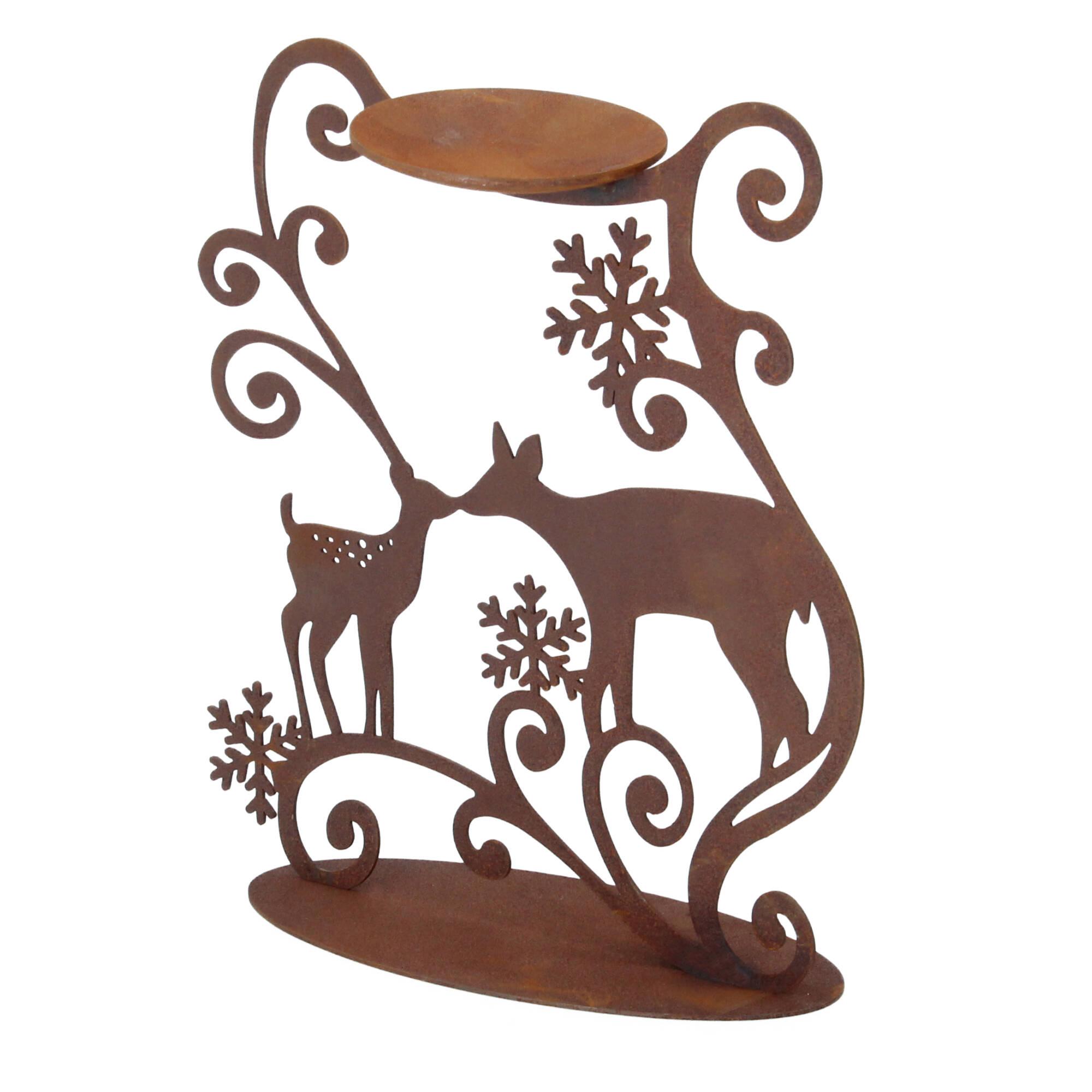 Ferrum Edelrost Kerzenhalter Teelichthalter Rehe 26x24 cm Ferrum Edelrost Kerzenhalter Teelichthalter Rehe 26x24 cm