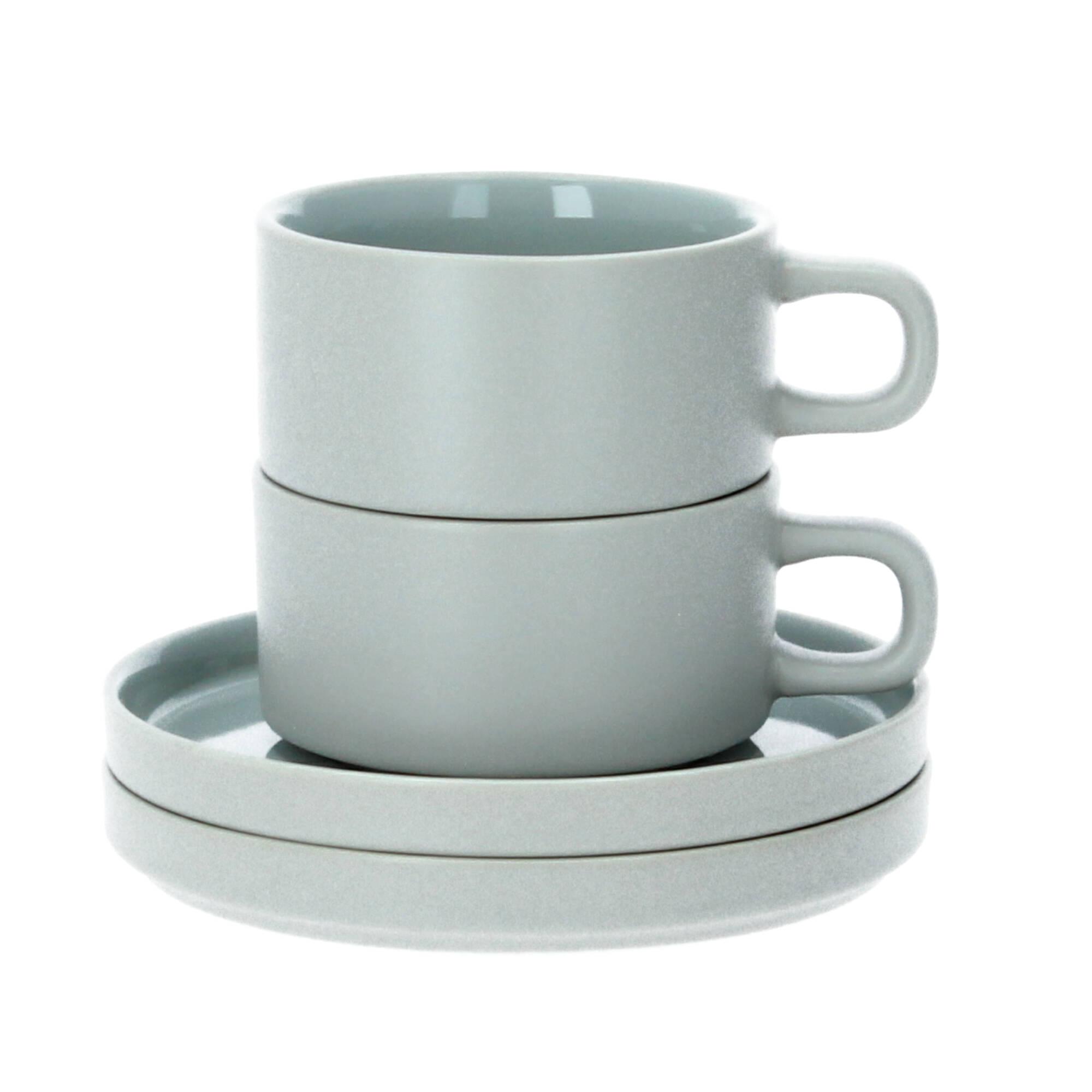 blomus Pilar 2 Teetassen mit Untertasse 200 ml Keramik mirage grey grau blomus Pilar 2 Teetassen mit Untertasse 200 ml Keramik mirage grey grau