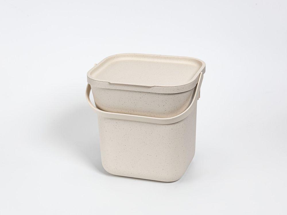Plastia Biomüll Behälter 6L mit Einsatz Elfenbein weiß Kaffeesatz