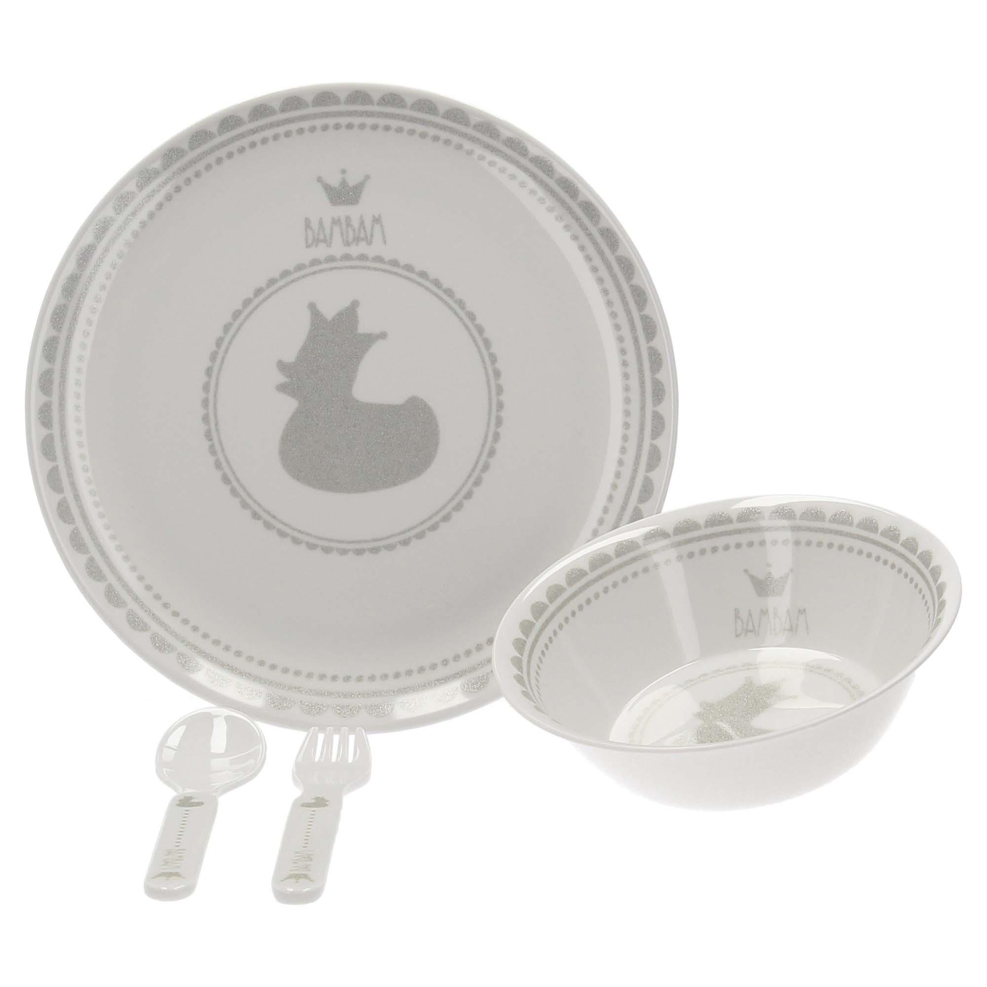 BamBam Kindergeschirrset 4-tlg. weiß silber