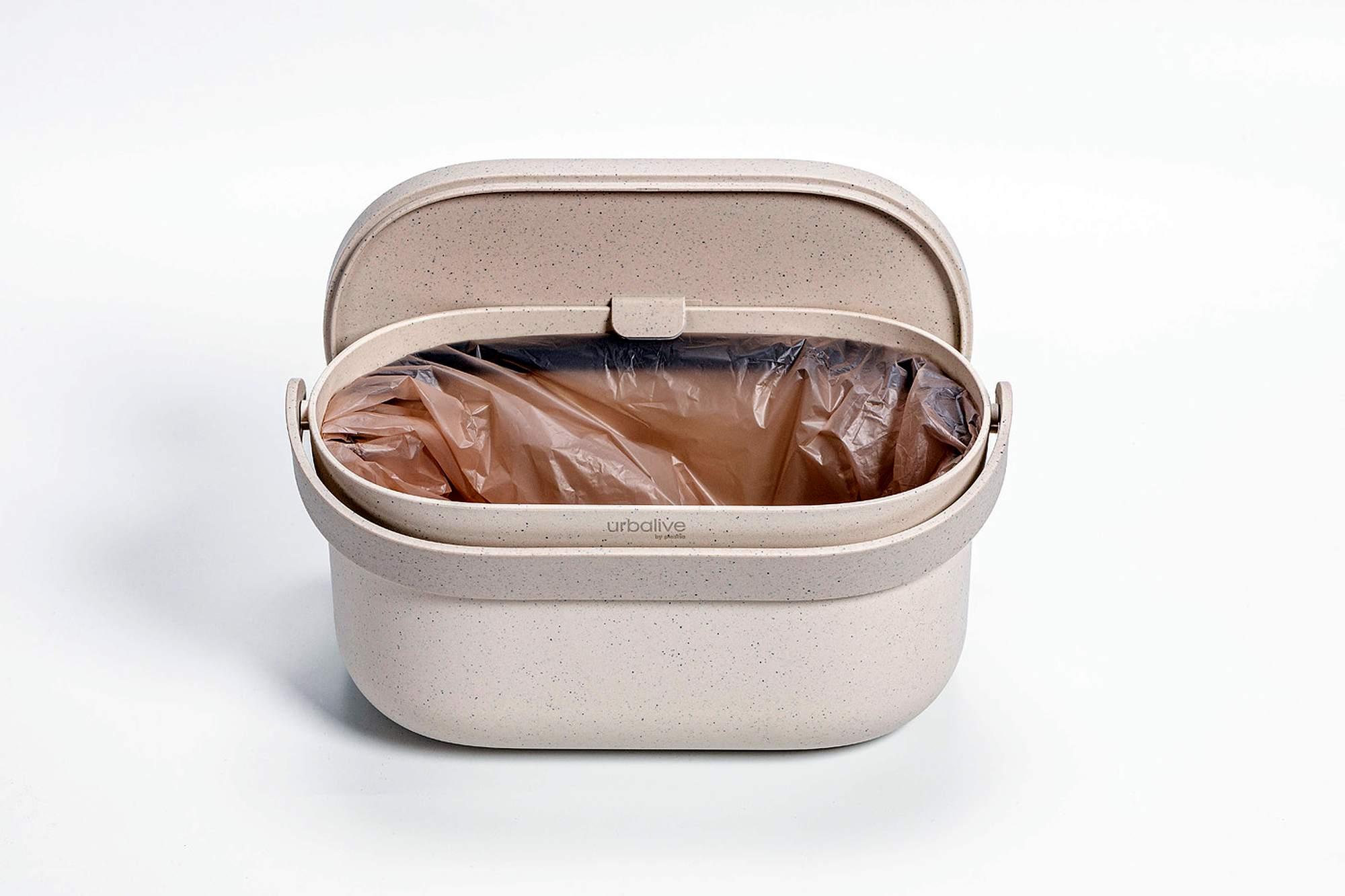 Plastia Biomüll Behälter 3,1L mit Einsatz Elfenbein weiß Kaffeesatz Plastia Biomüll Behälter 3,1L mit Einsatz Elfenbein weiß Kaffeesatz