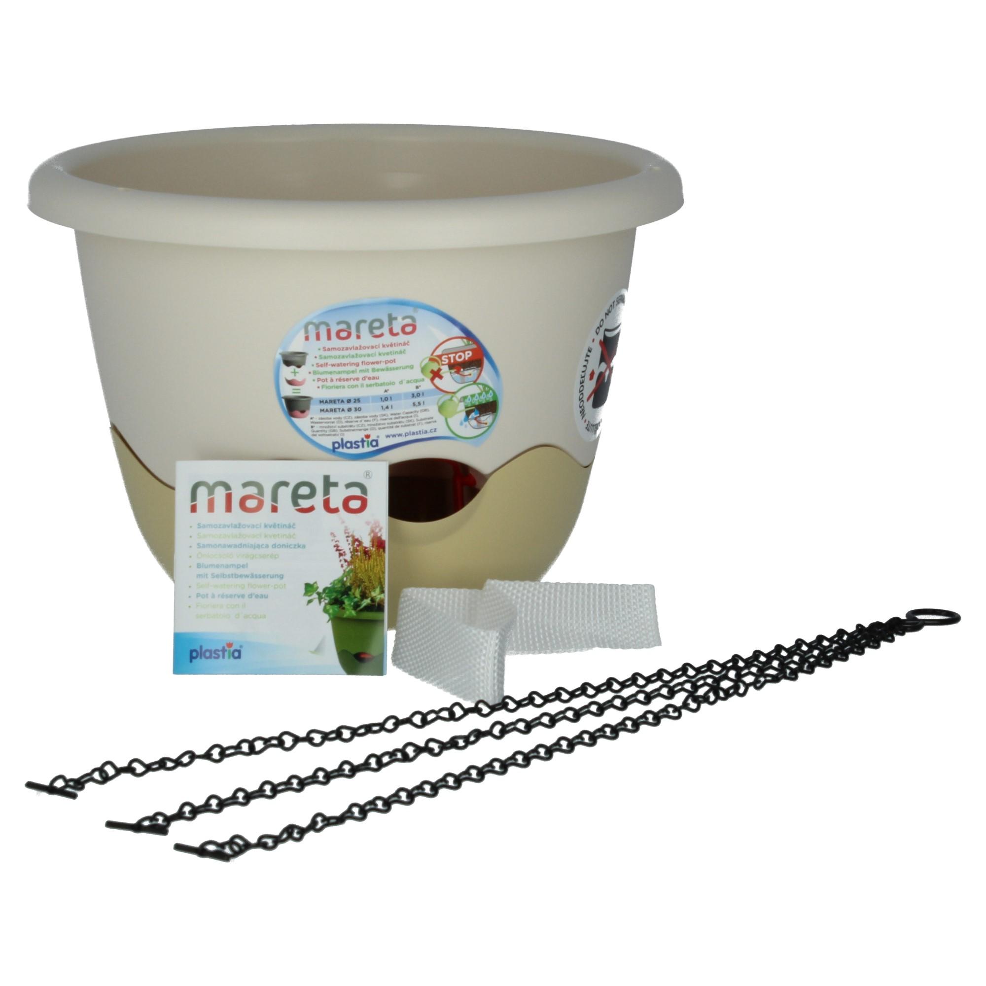 Plastia Blumenampel Mareta 30 Elfenbein weiß Wasserspeicher