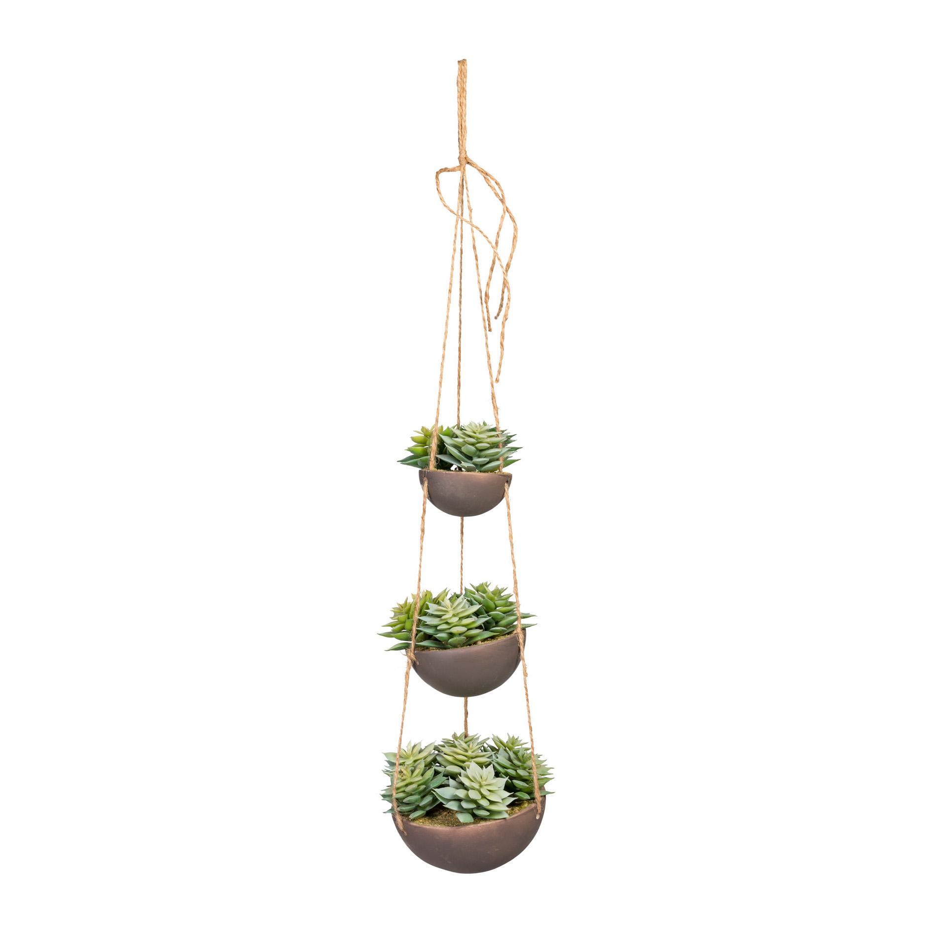 Gasper Blumenampel Kunstpflanze 3er Sukkulenten 40cm