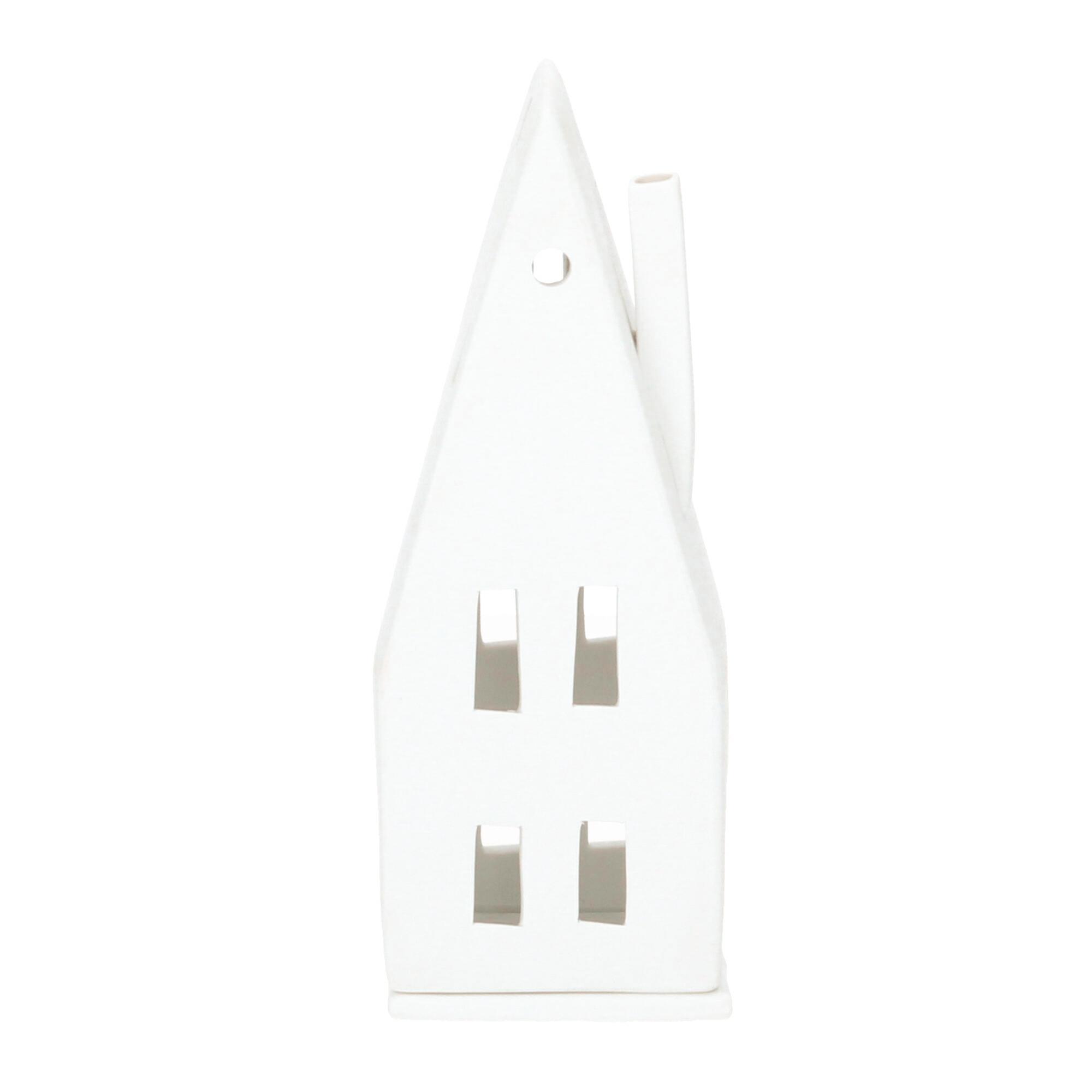 Räder Teelichthalter Lichthaus Spitzdach 20cm weiß 0010847