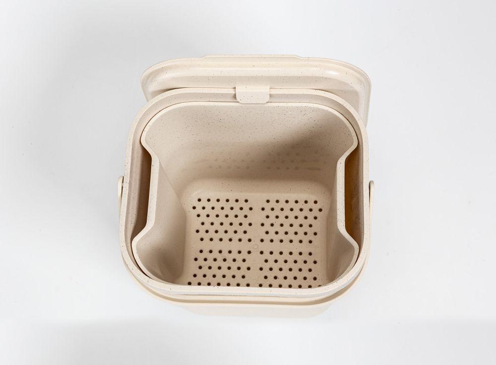 Plastia Biomüll Behälter 6L mit Einsatz Elfenbein weiß Kaffeesatz
