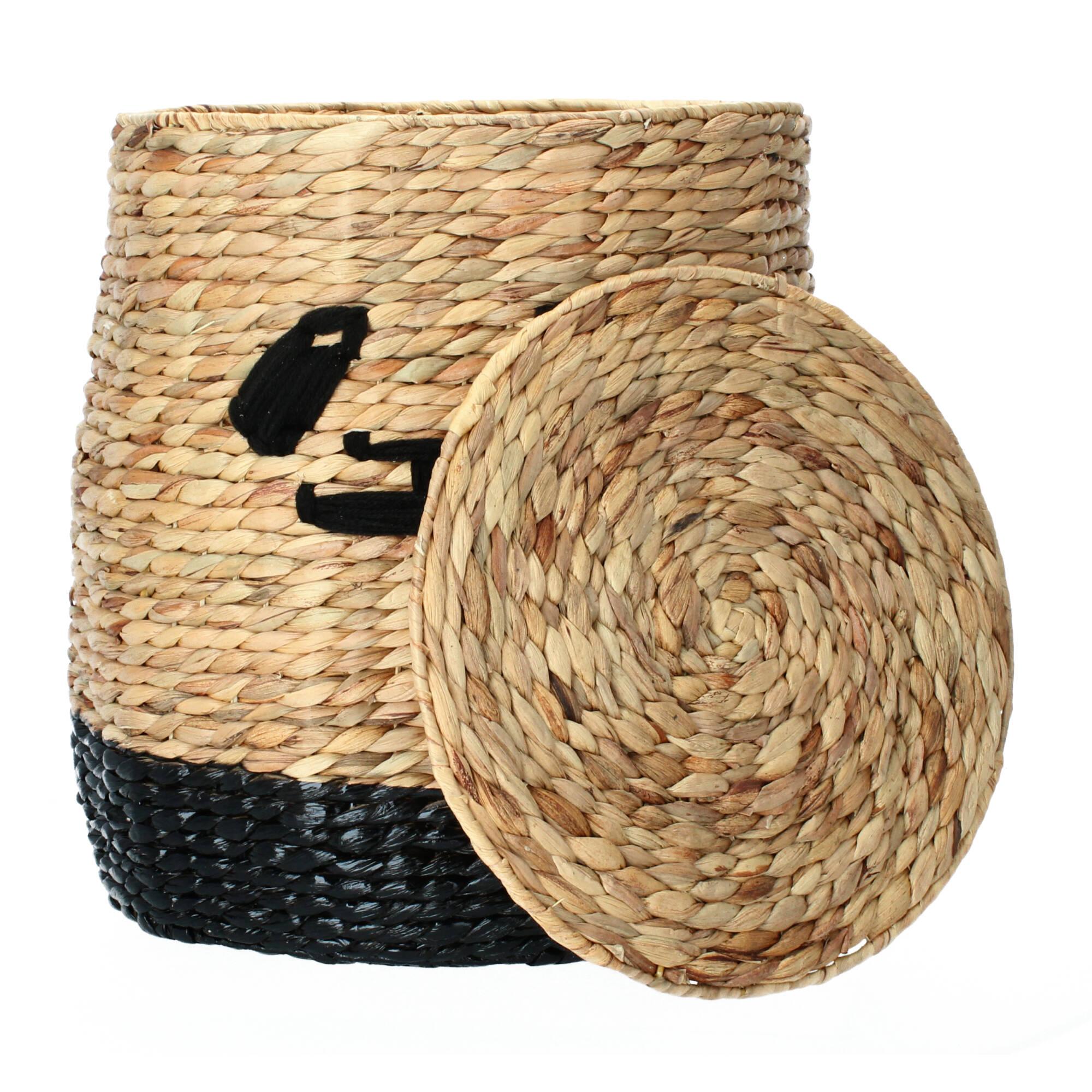 Bloomingville Aufbewahrungskorb Panda Korb mit Deckel Wasserhyazinthe