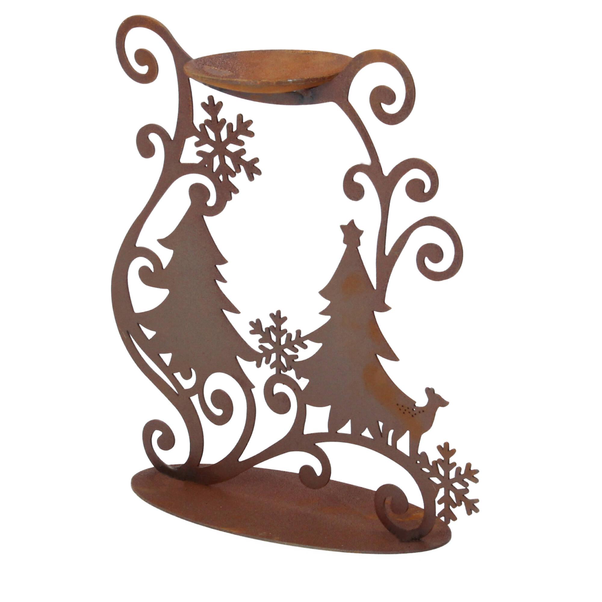 Ferrum Edelrost Kerzenhalter Teelichthalter Wald 26x24 cm