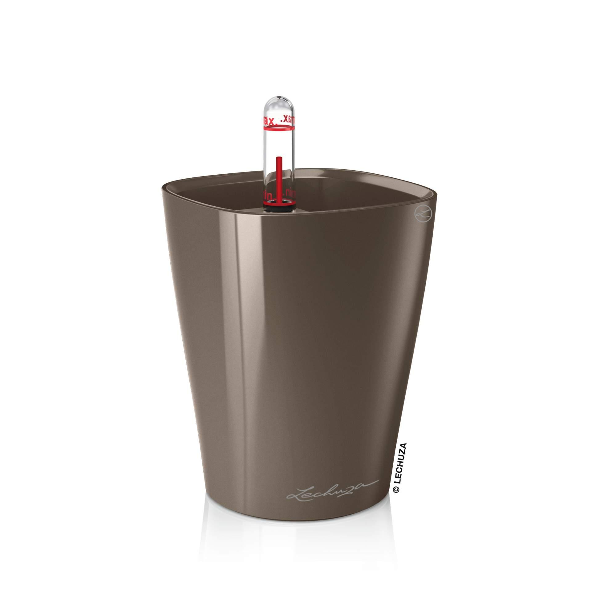 Lechuza Blumentopf klein Mini Deltini taupe hochglanz braun Lechuza Blumentopf klein Mini Deltini taupe hochglanz braun