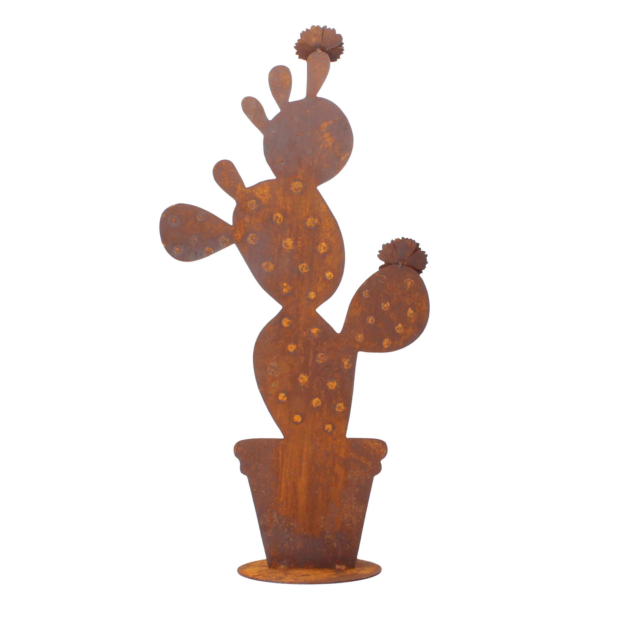 Saremo Gartendeko Edelrost Kaktus 80cm 2 Blüten