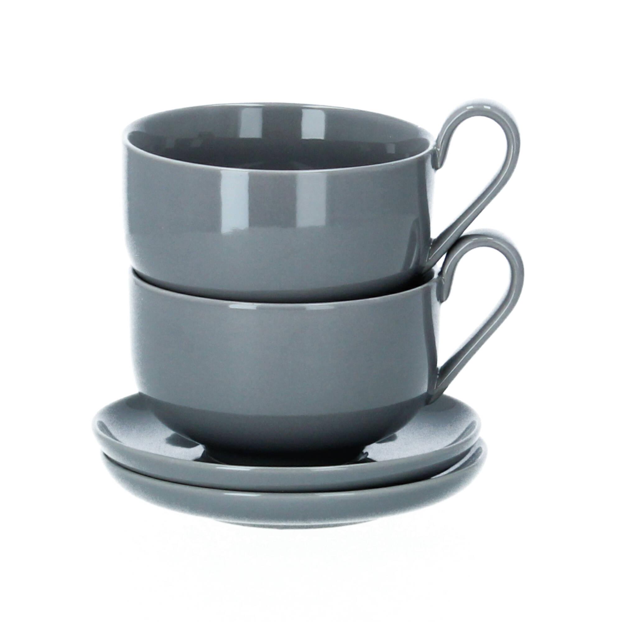 blomus RO 2 Teetassen mit Untertasse 230 ml Porzellan sharkskin