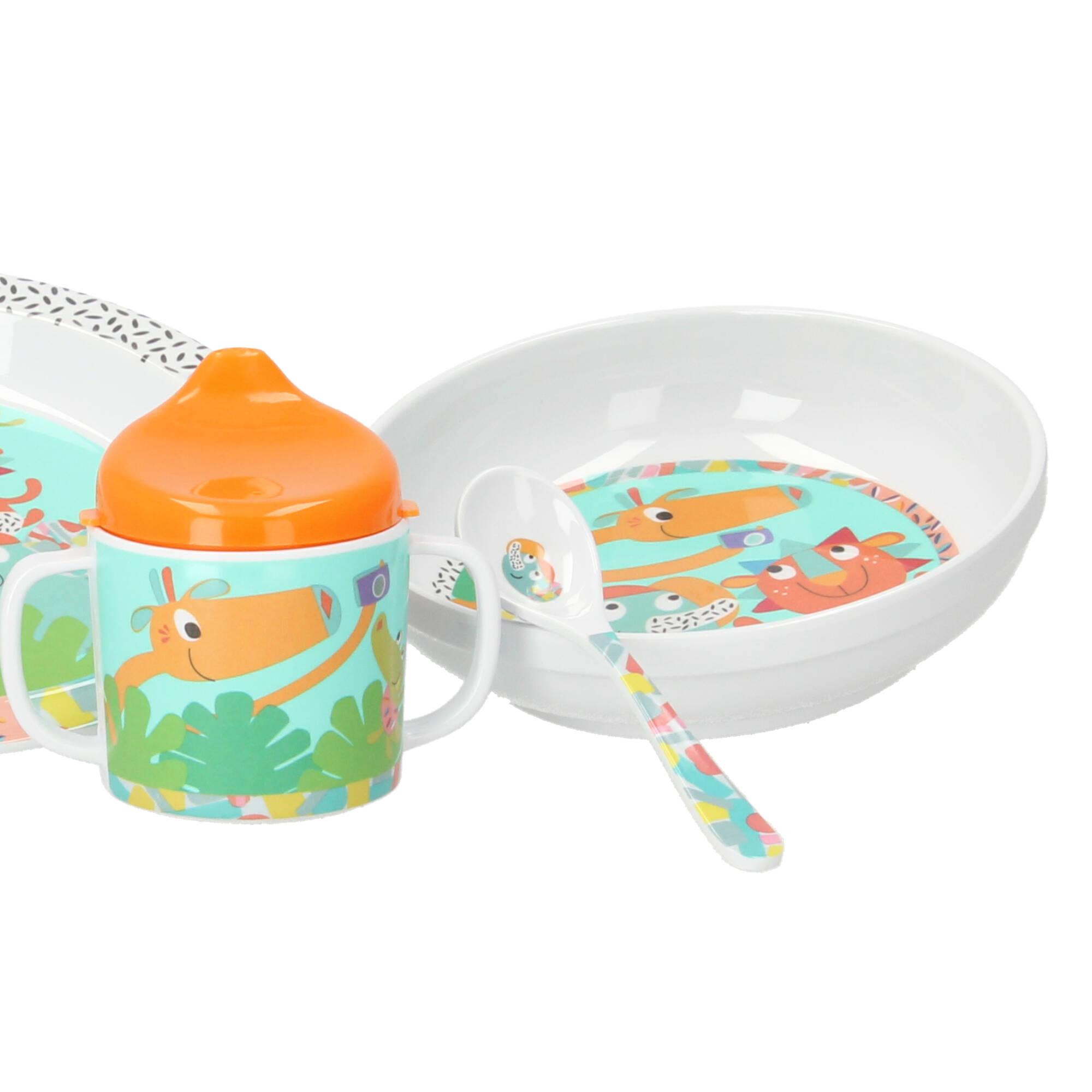 Ebulobo Kinder Geschirrset Giraffe 4tlg Kindergeschirr Melamin