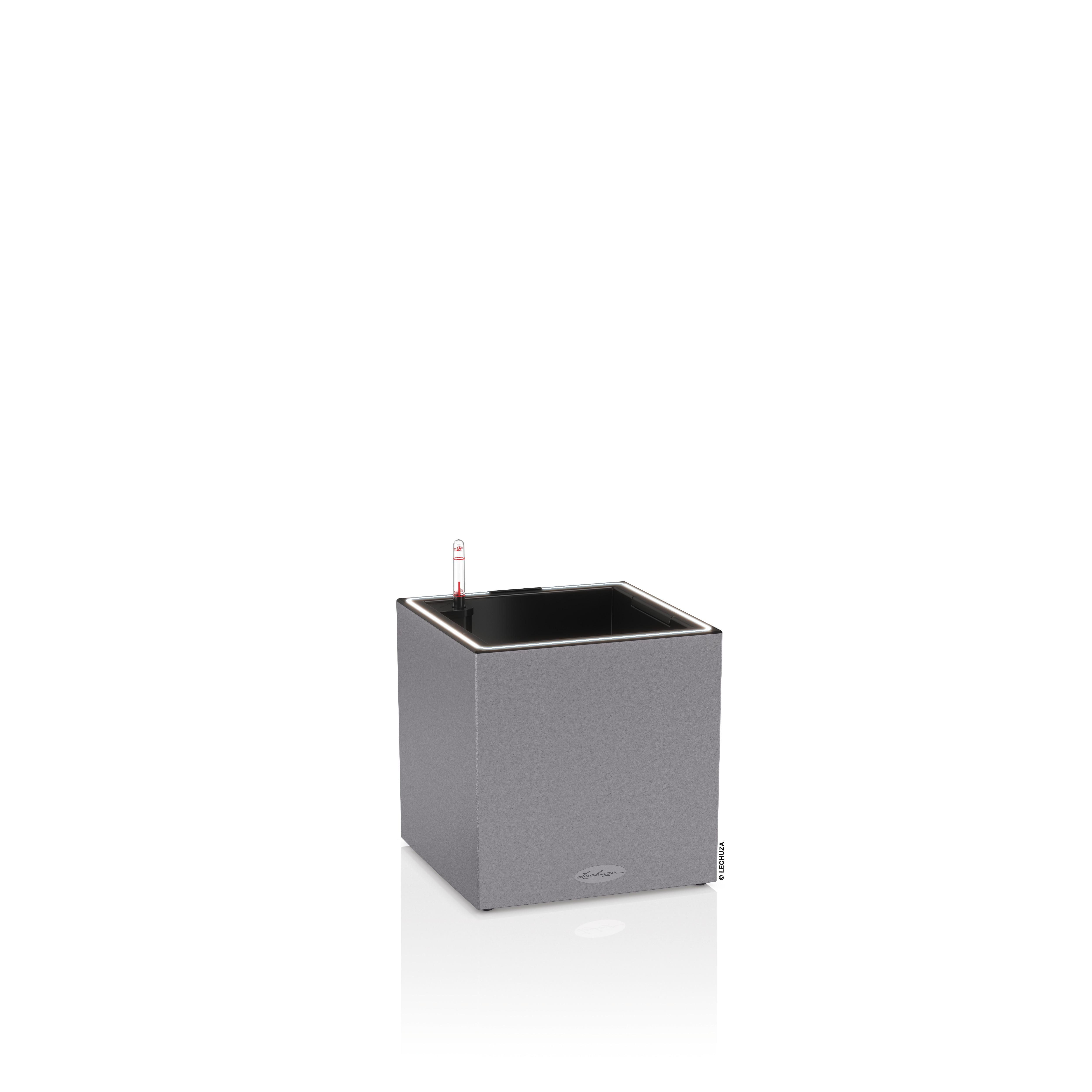 Lechuza Pflanzkübel eckig Canto Stone Low 30 LED steingrau
