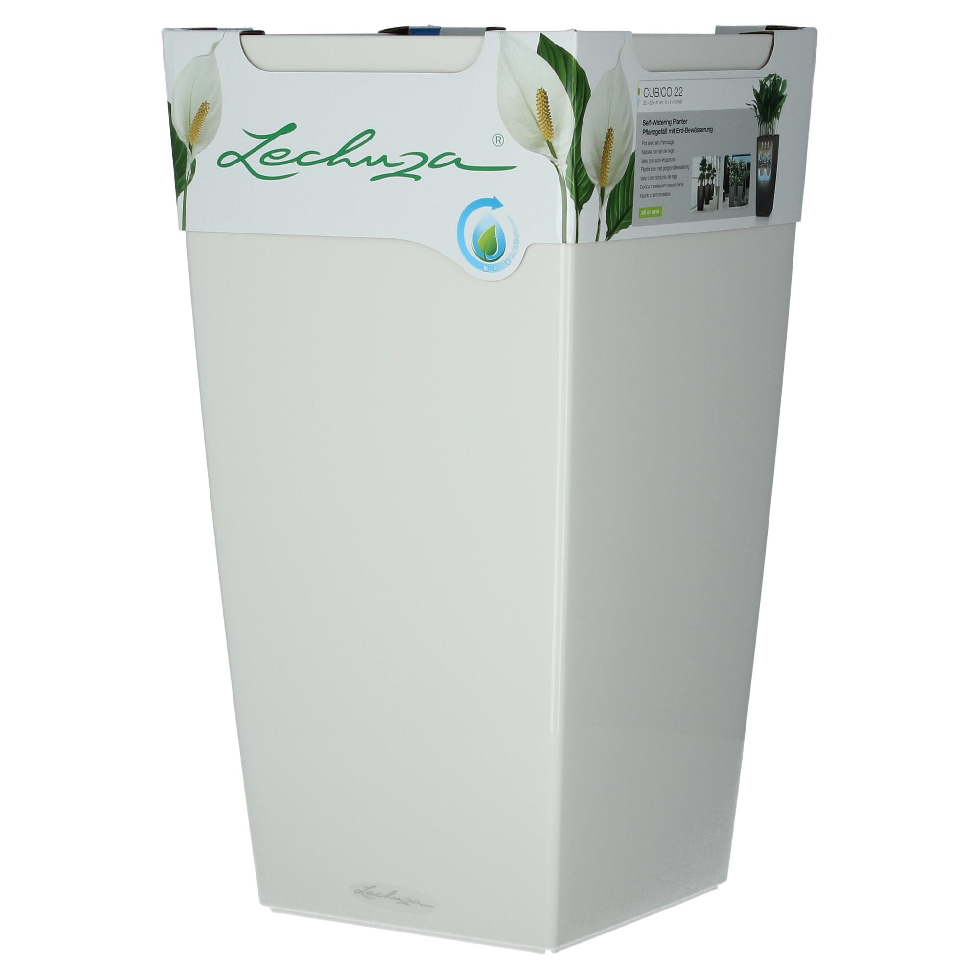 Lechuza Blumentopf hoch Cubico 22 weiß Hochglanz Lechuza Blumentopf hoch Cubico 22 weiß Hochglanz