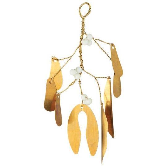 IB Laursen Weihnachtsdeko Mistelzweig 15cm gold m weißen Perlen 57180-17