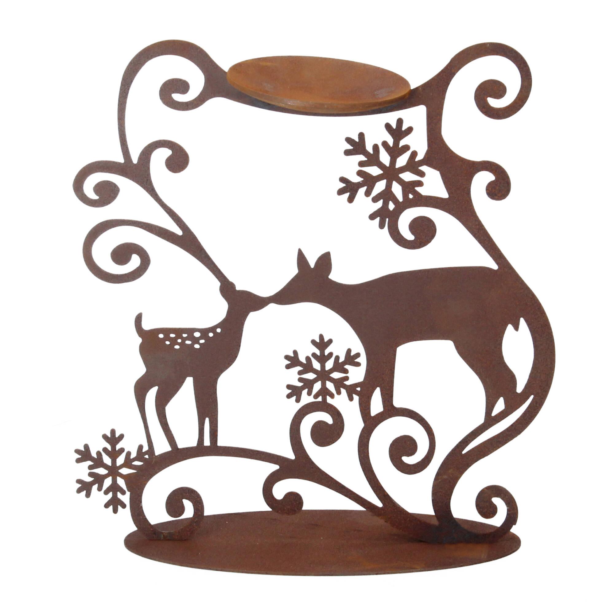 Ferrum Edelrost Kerzenhalter Teelichthalter Rehe 26x24 cm Ferrum Edelrost Kerzenhalter Teelichthalter Rehe 26x24 cm